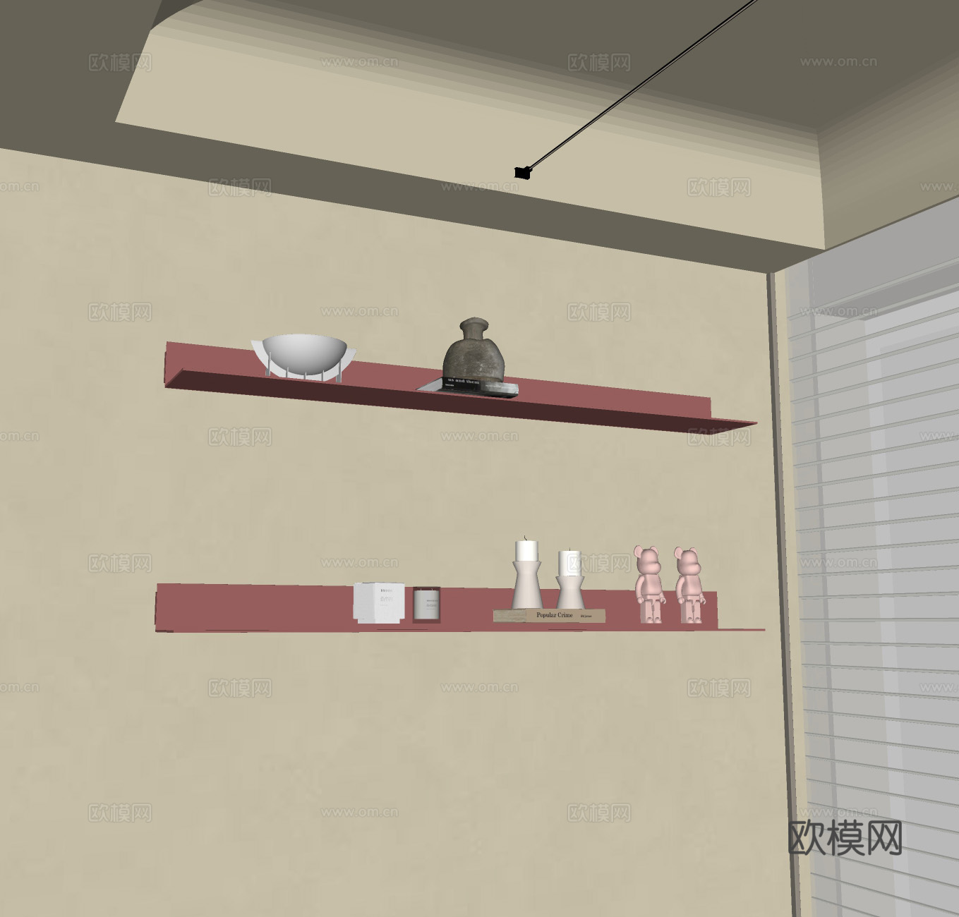 现代置物架 装饰架 置物架 装饰品 饰品摆件su模型