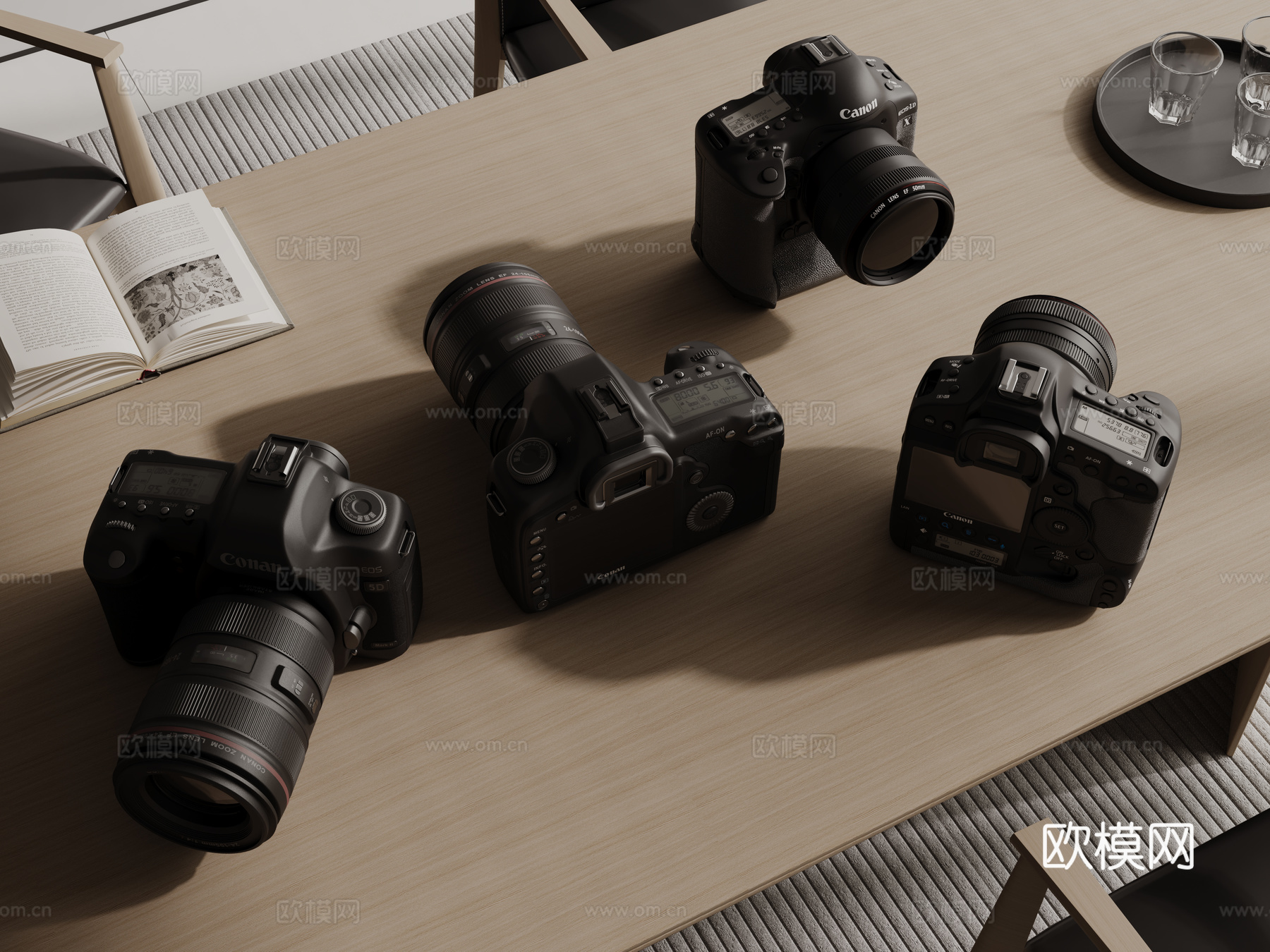 现代相机 单反相机 数码相机 摄影器材su模型下载（渲染图1）
