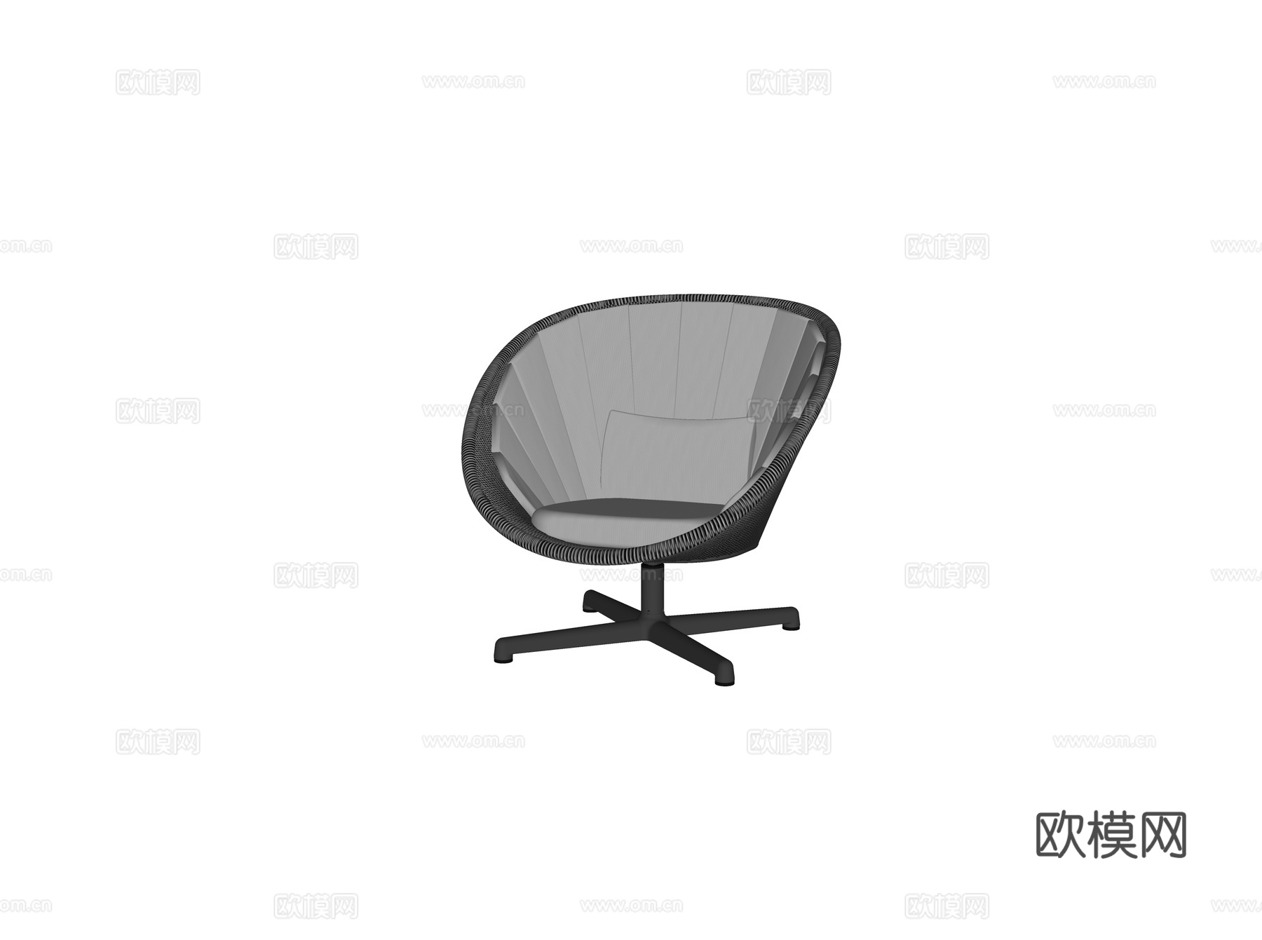 现代休闲椅 旋转椅 单人椅 孔雀椅su模型