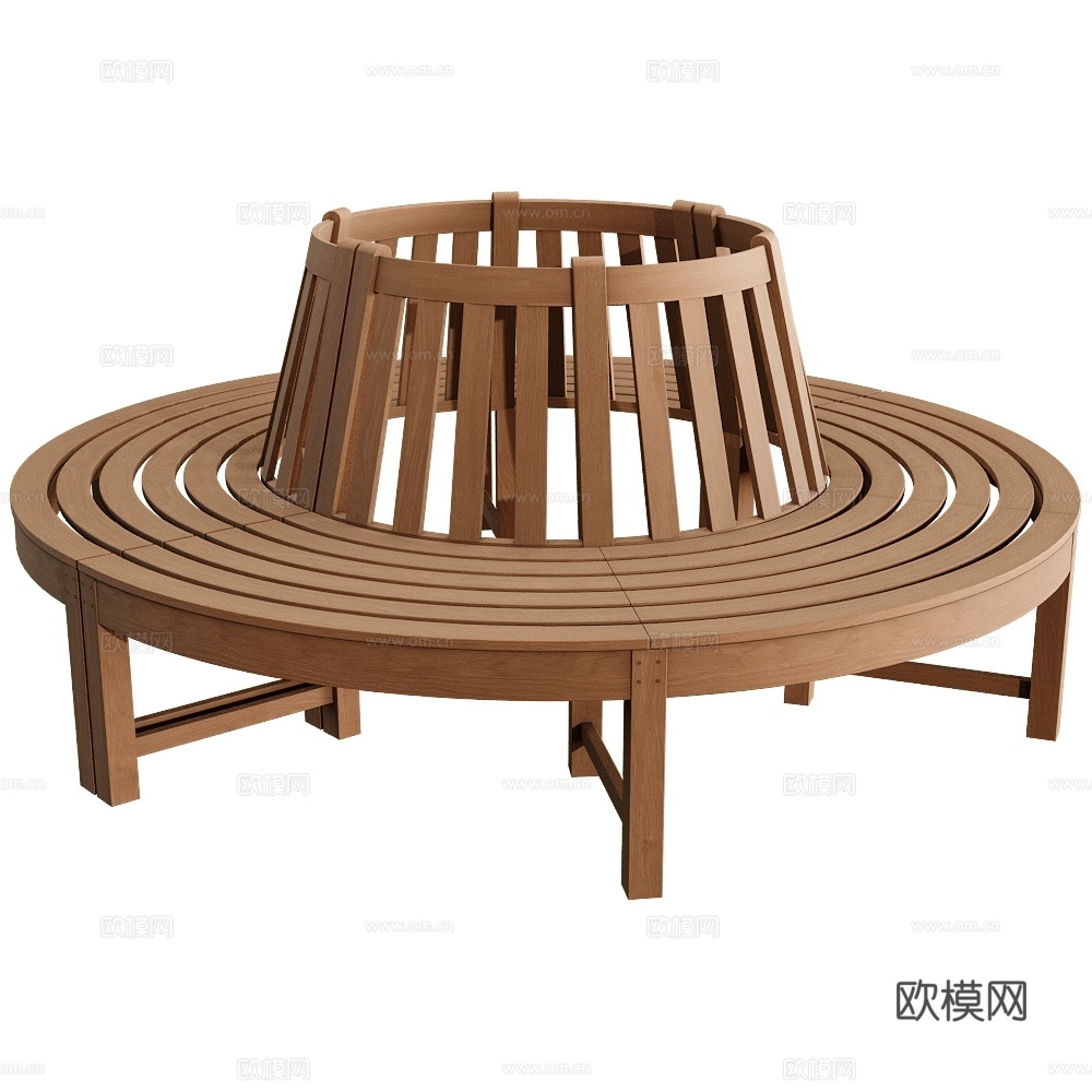 Traditional 户外公共椅 环形椅 树凳 户外凳子su模型