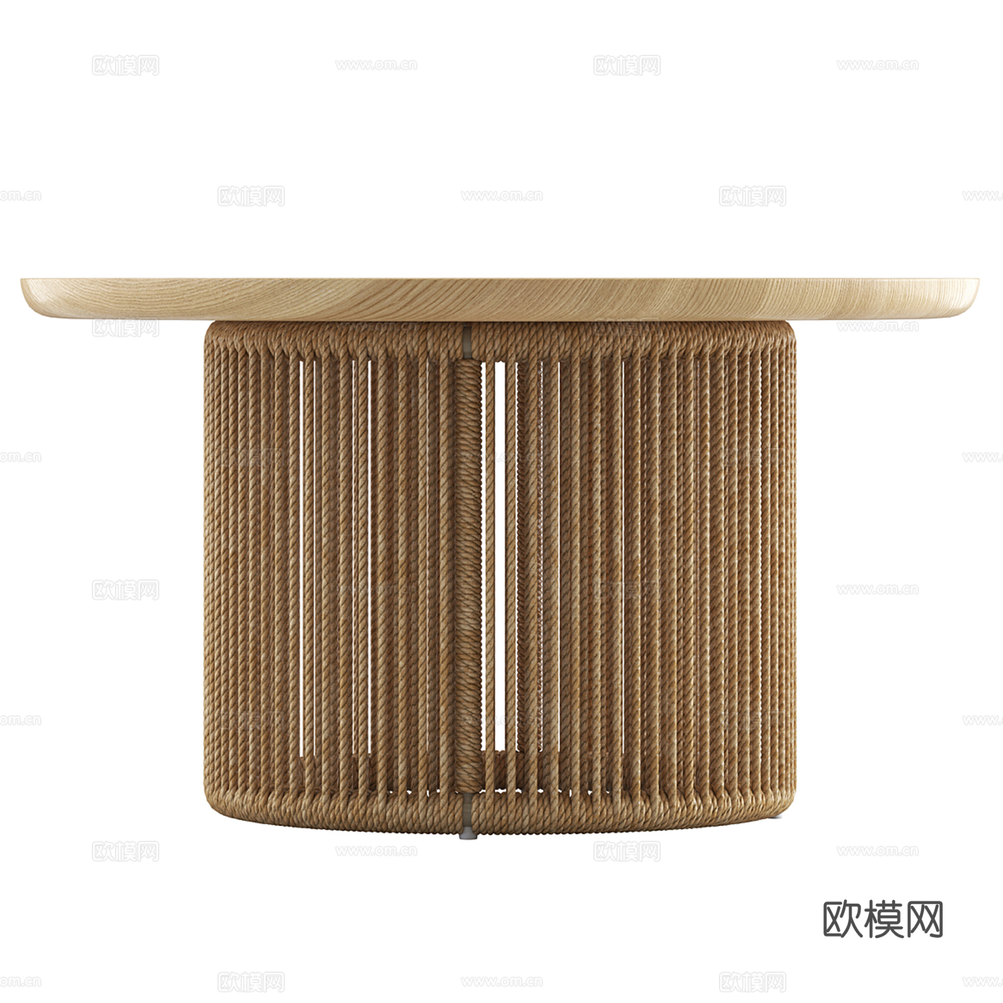 藤编茶几 圆桌su模型
