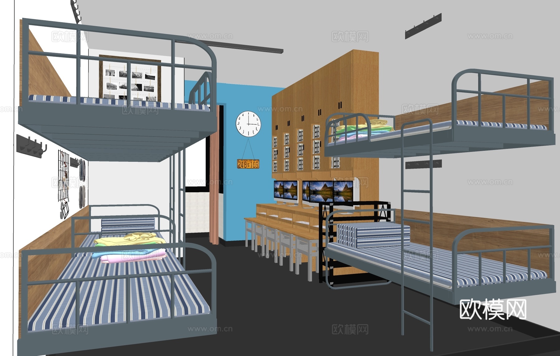 宿舍寝室上下床免费su模型