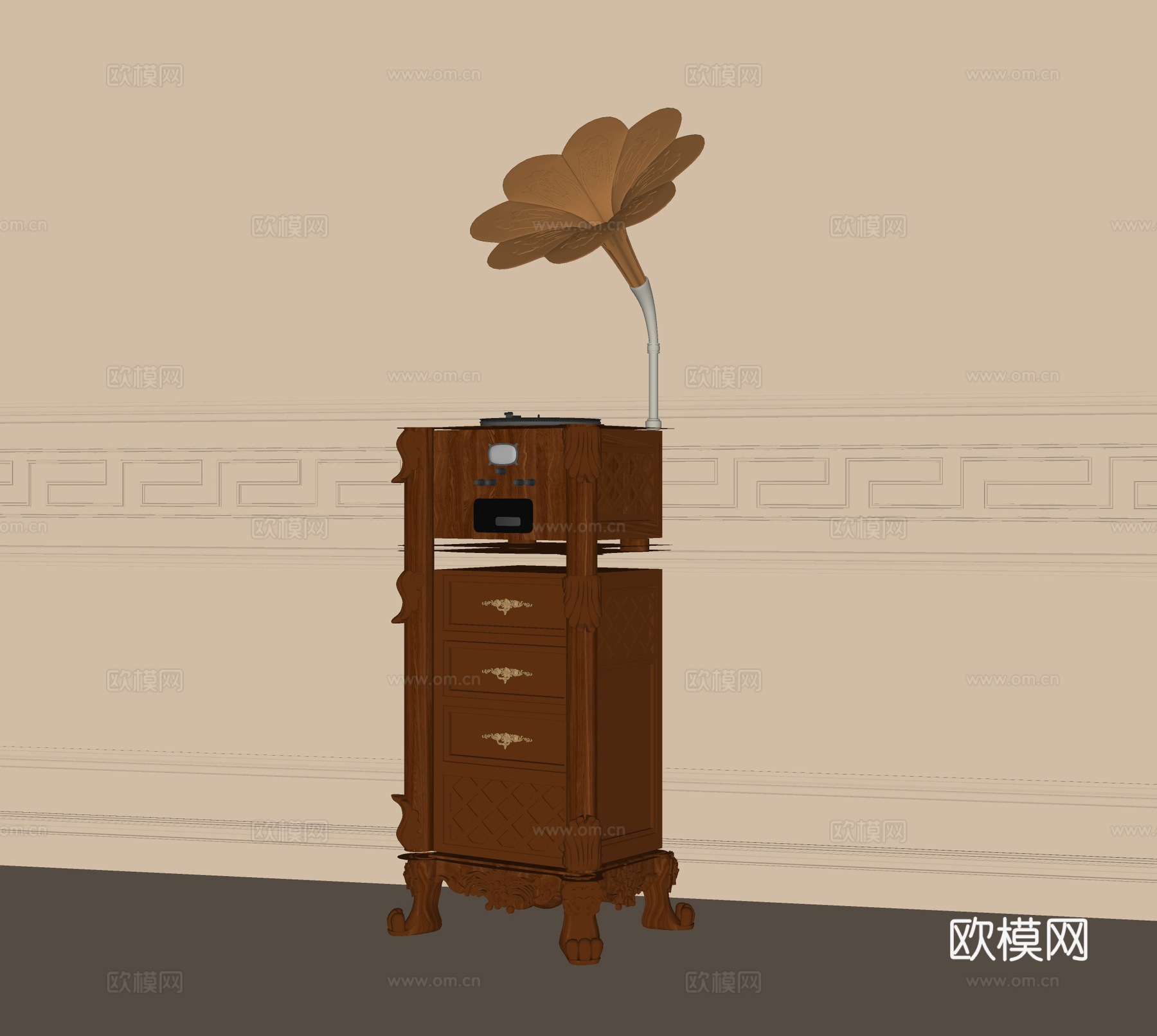 法式装饰柜 音响su模型