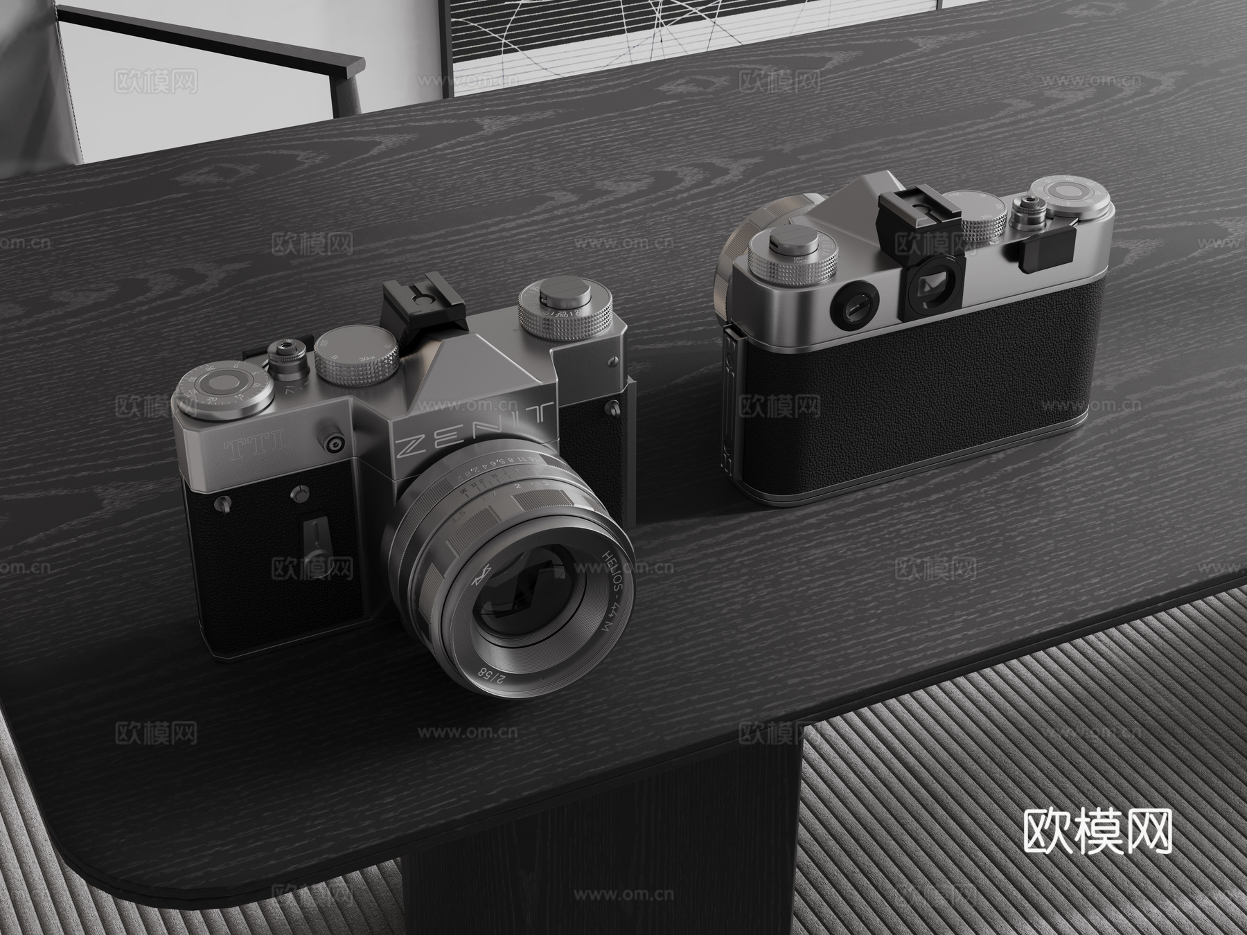 现代相机 单反相机 数码相机 摄影器材su模型下载（渲染图1）