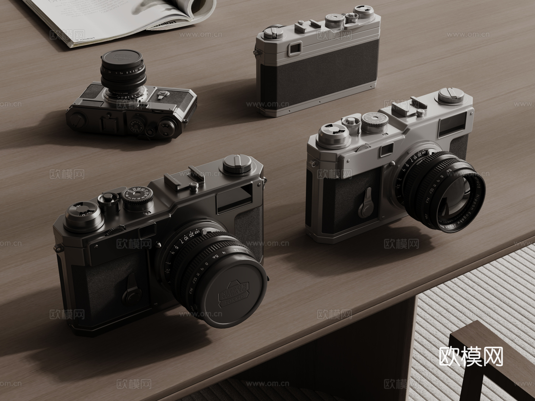现代相机 单反相机 数码相机 摄影器材su模型下载（渲染图1）
