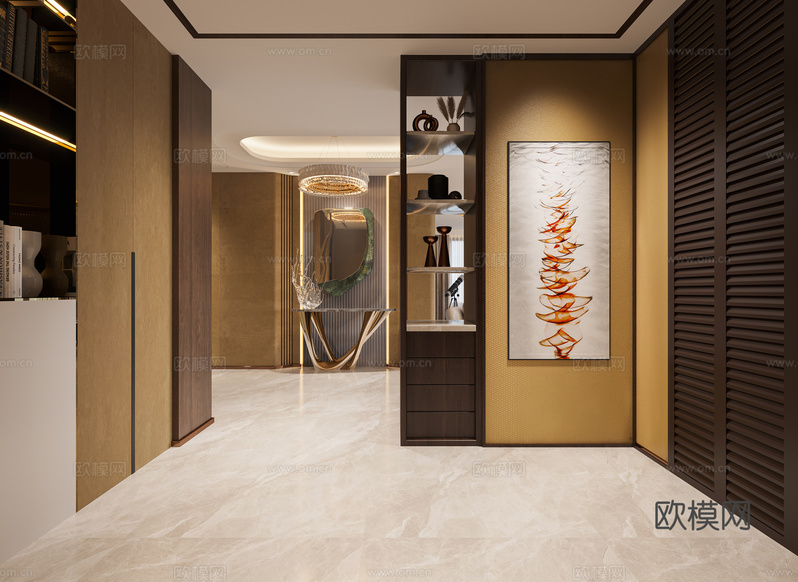 现代轻奢客餐厅3d模型下载(渲染图2)