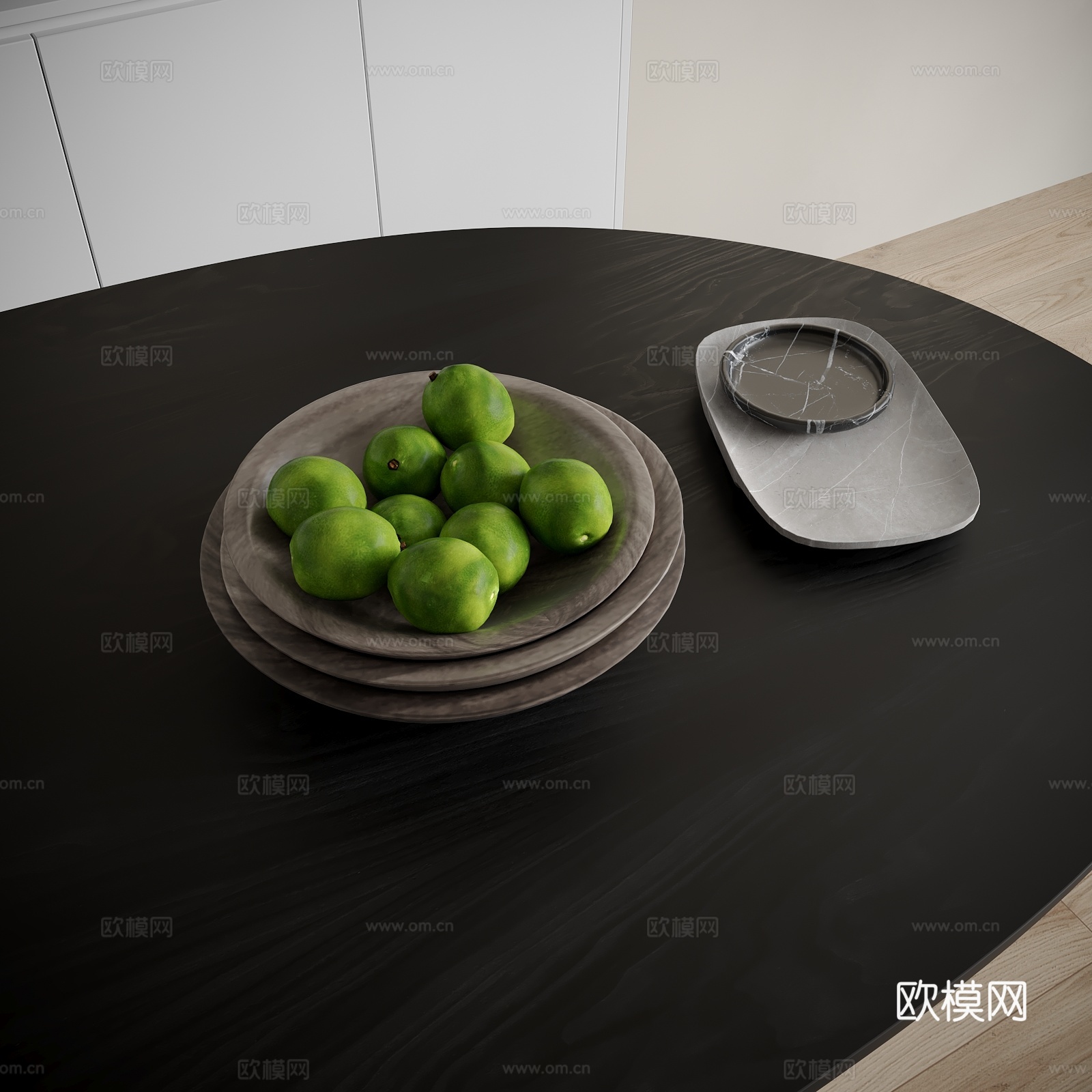 桌面水果柠檬摆件su模型