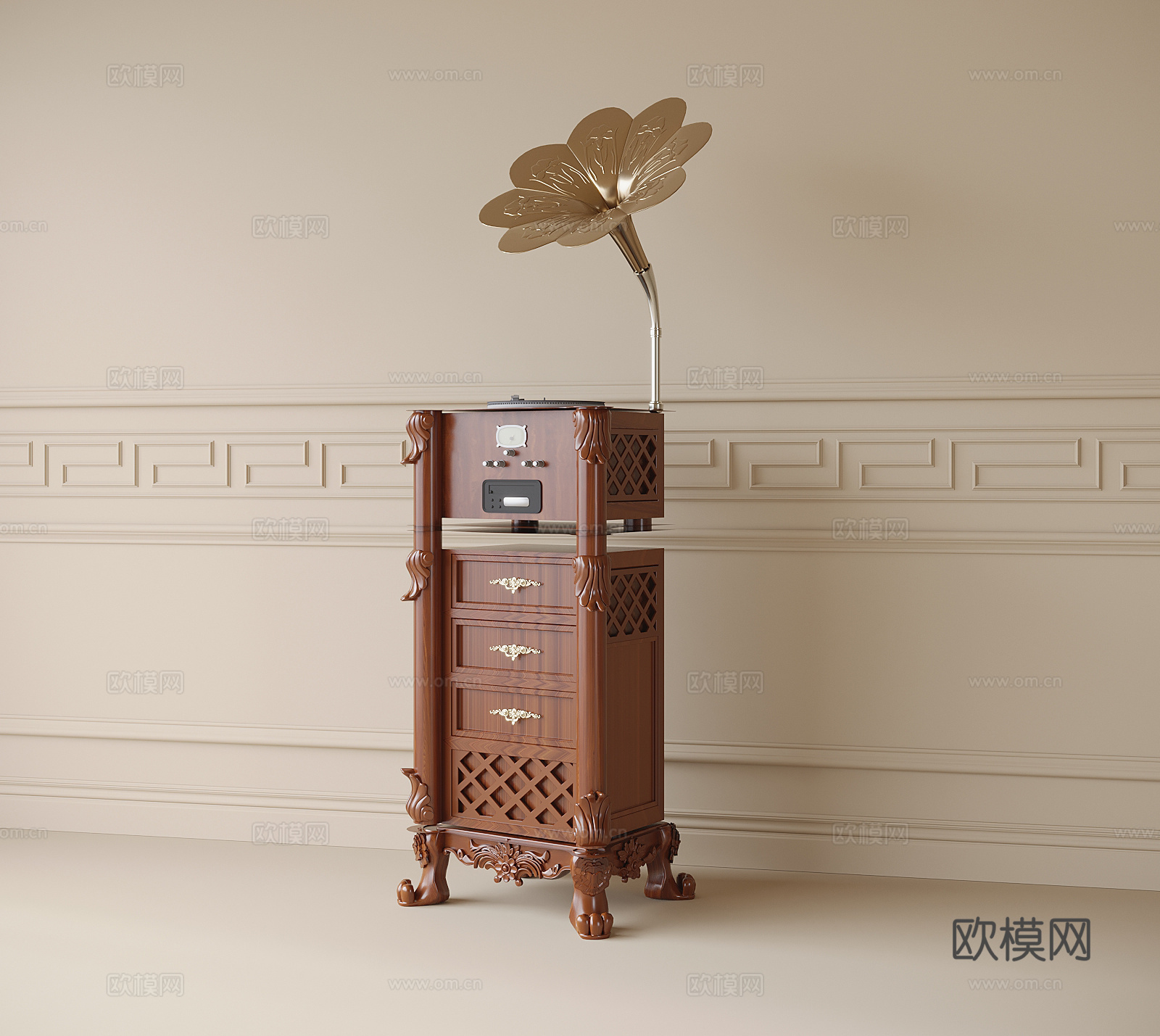 法式装饰柜 音响su模型