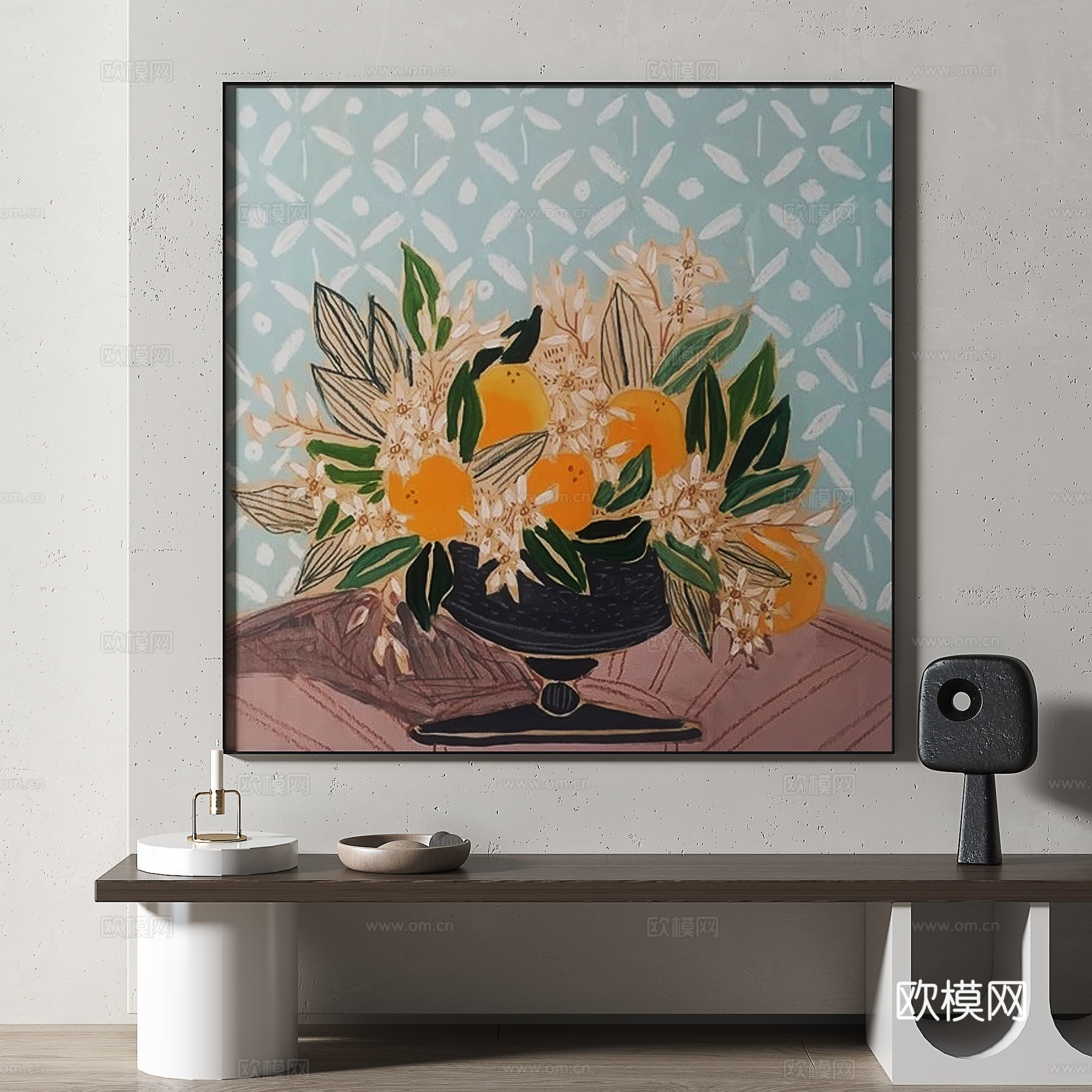 现代，复古，中古，装饰画3d模型