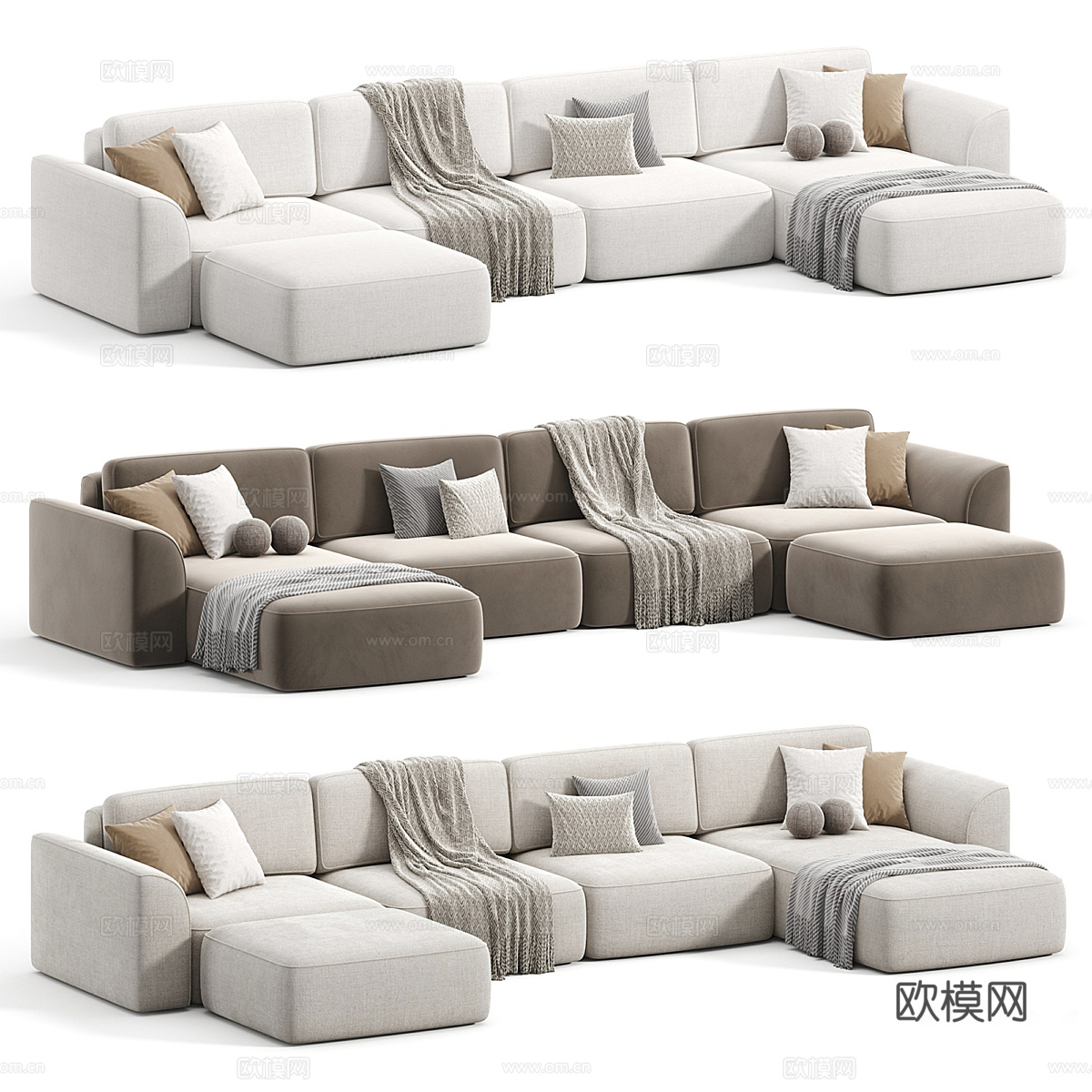 现代意式 KING SE 雪尼尔沙发3d模型