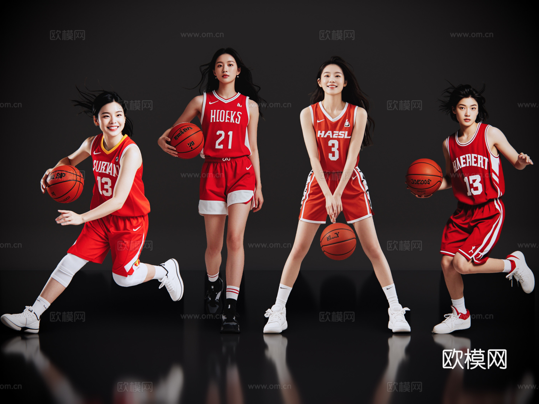 2D现代运动人 篮球人物 篮球运动 篮球美女 运动人物su模型