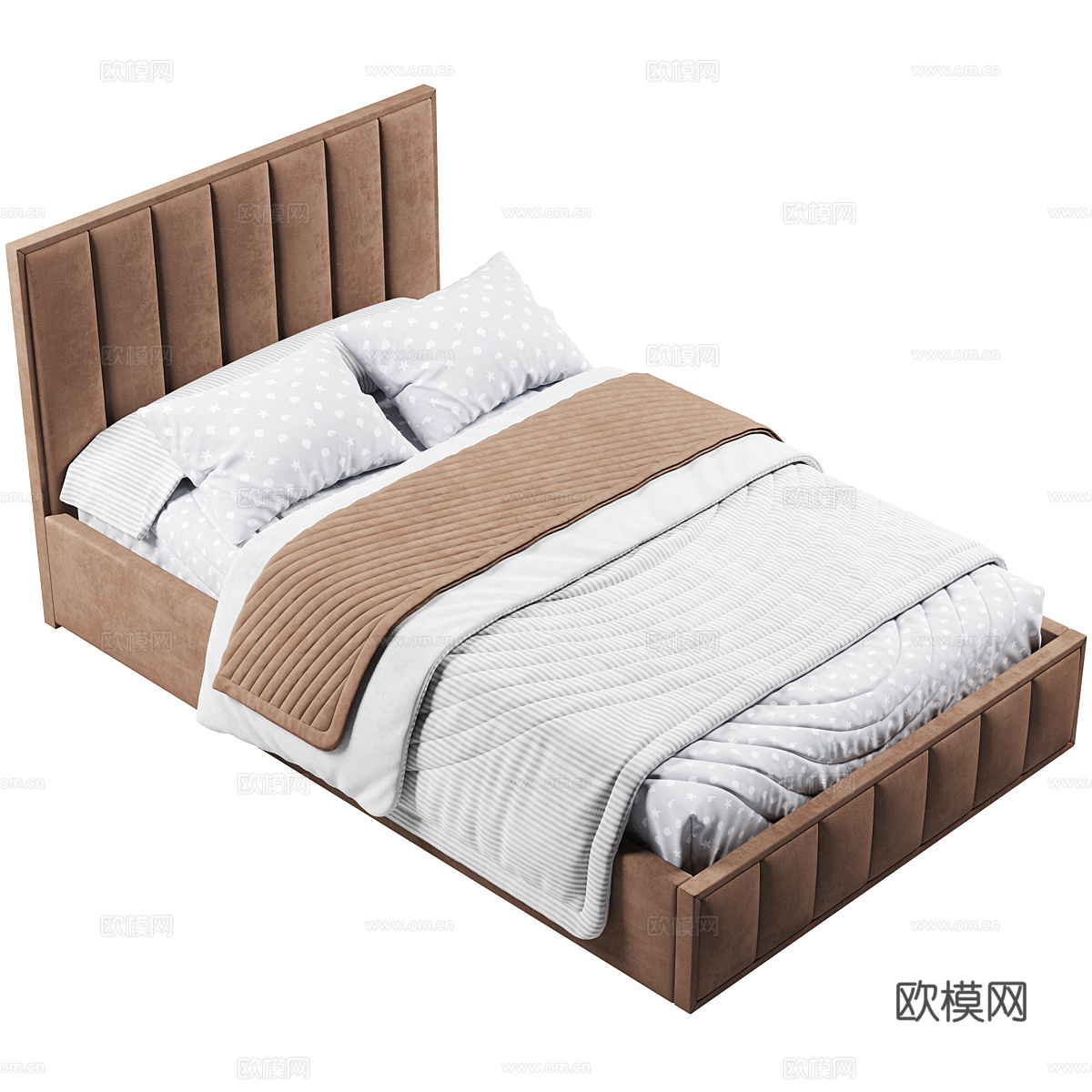 现代儿童布艺床3d模型下载（渲染图3）