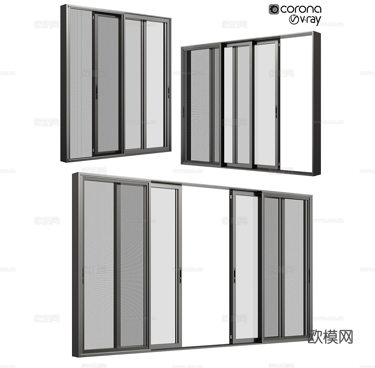 落地窗 推拉窗 平开窗 厨房玻璃门 阳台玻璃门3d模型