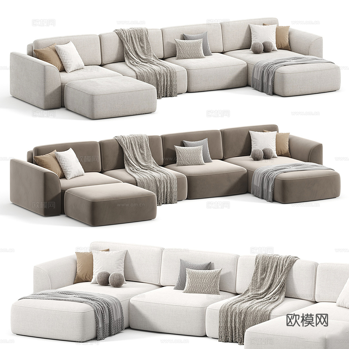 现代意式 KING SE 雪尼尔沙发3d模型