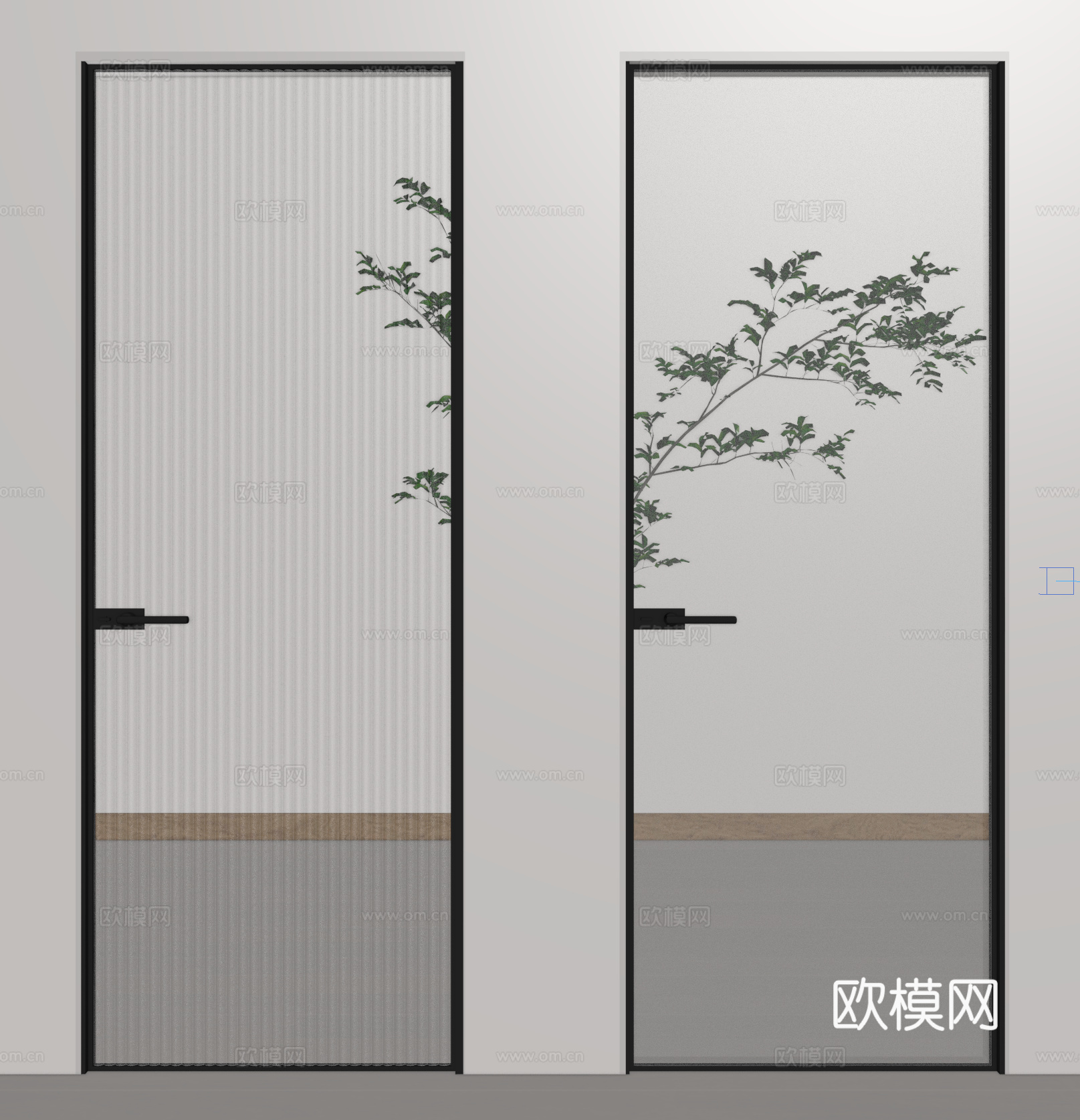 玻璃单开门 玻璃门 厨卫门su模型