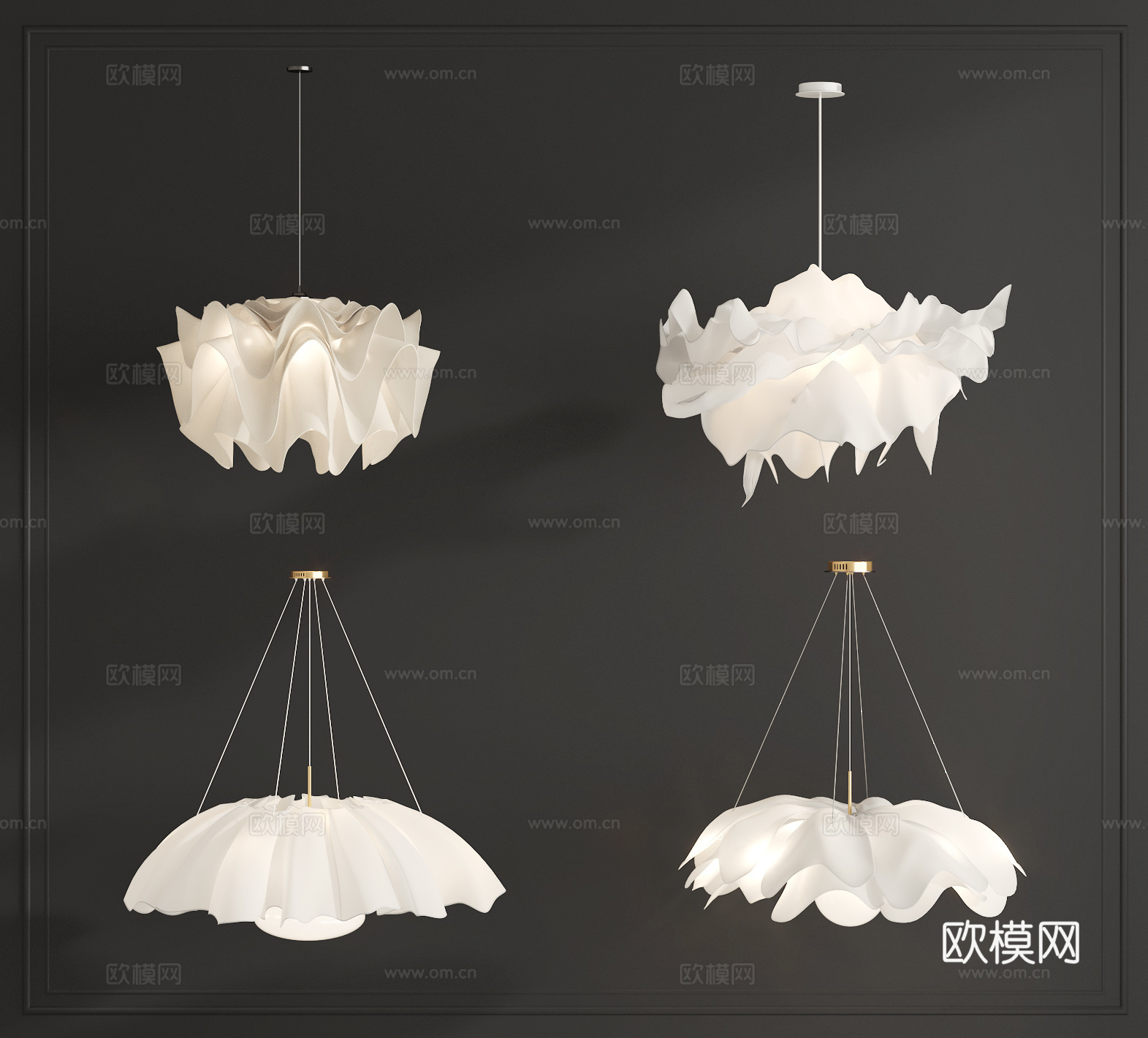现代奶油艺术吊灯3d模型