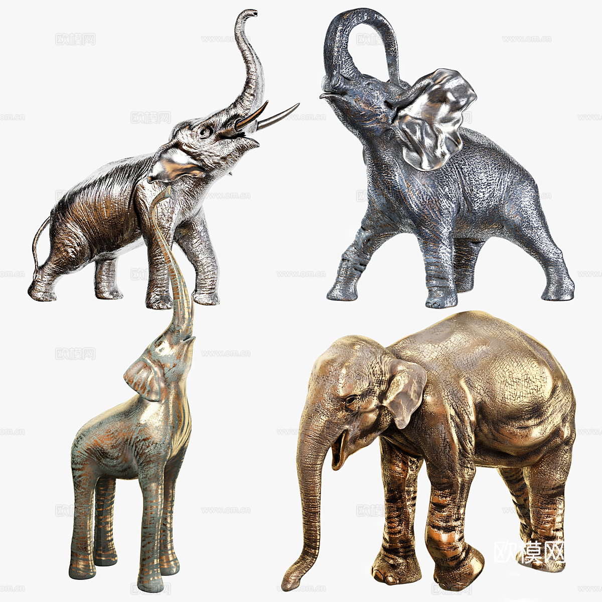 新中式 大象雕塑摆件3d模型