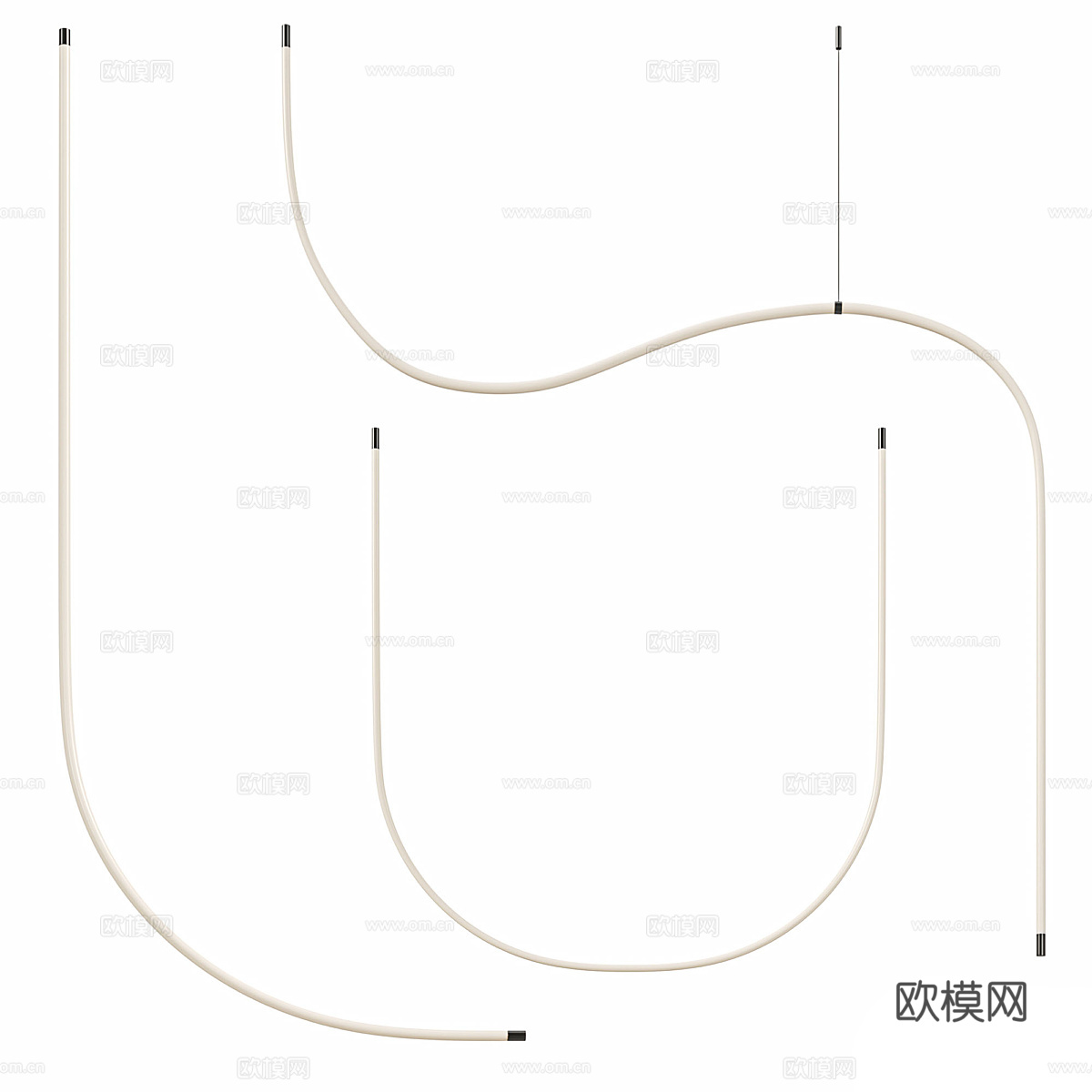 现代意式极简线性吊灯3d模型