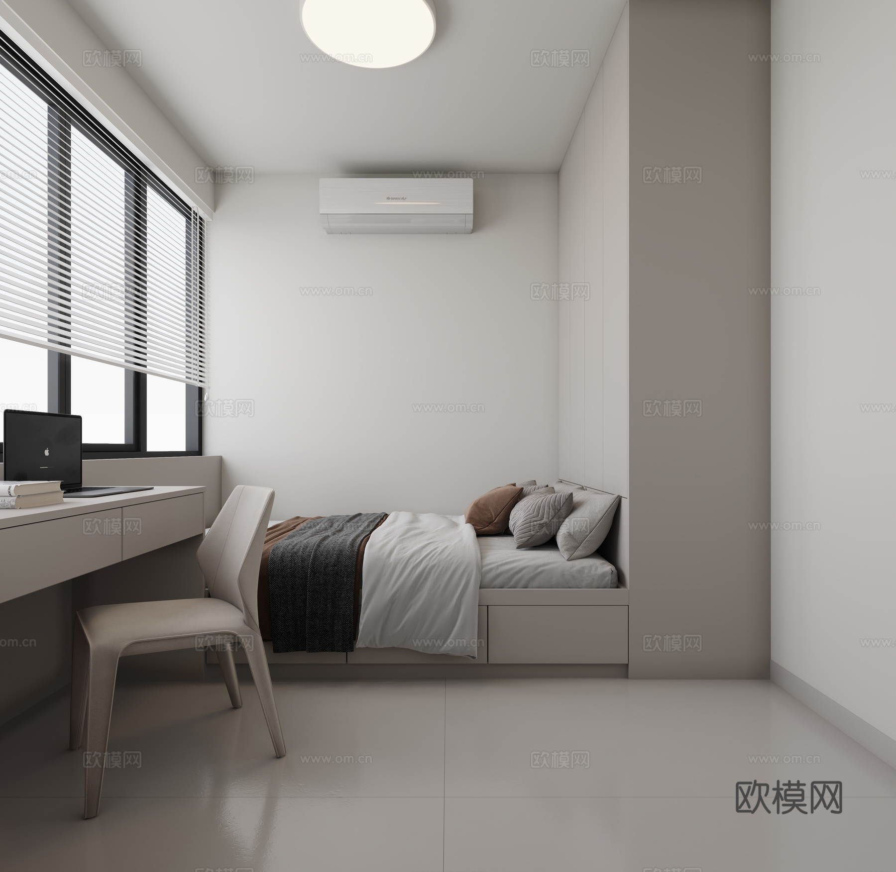 极简榻榻米卧室3d模型