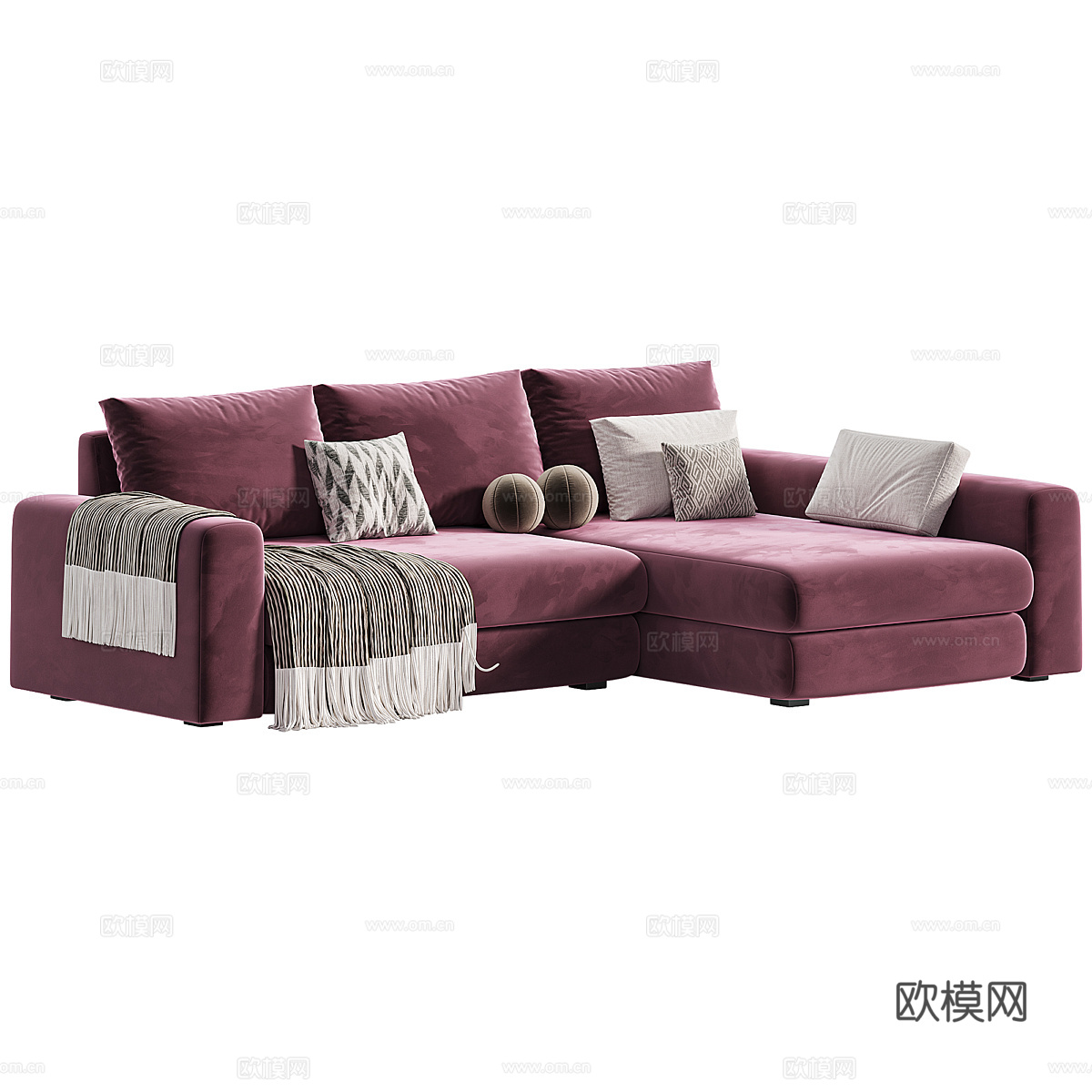 现代意式 Malon Velvet Terra 转角沙发3d模型