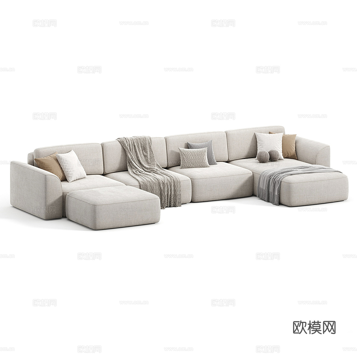 现代意式 KING SE 雪尼尔沙发3d模型