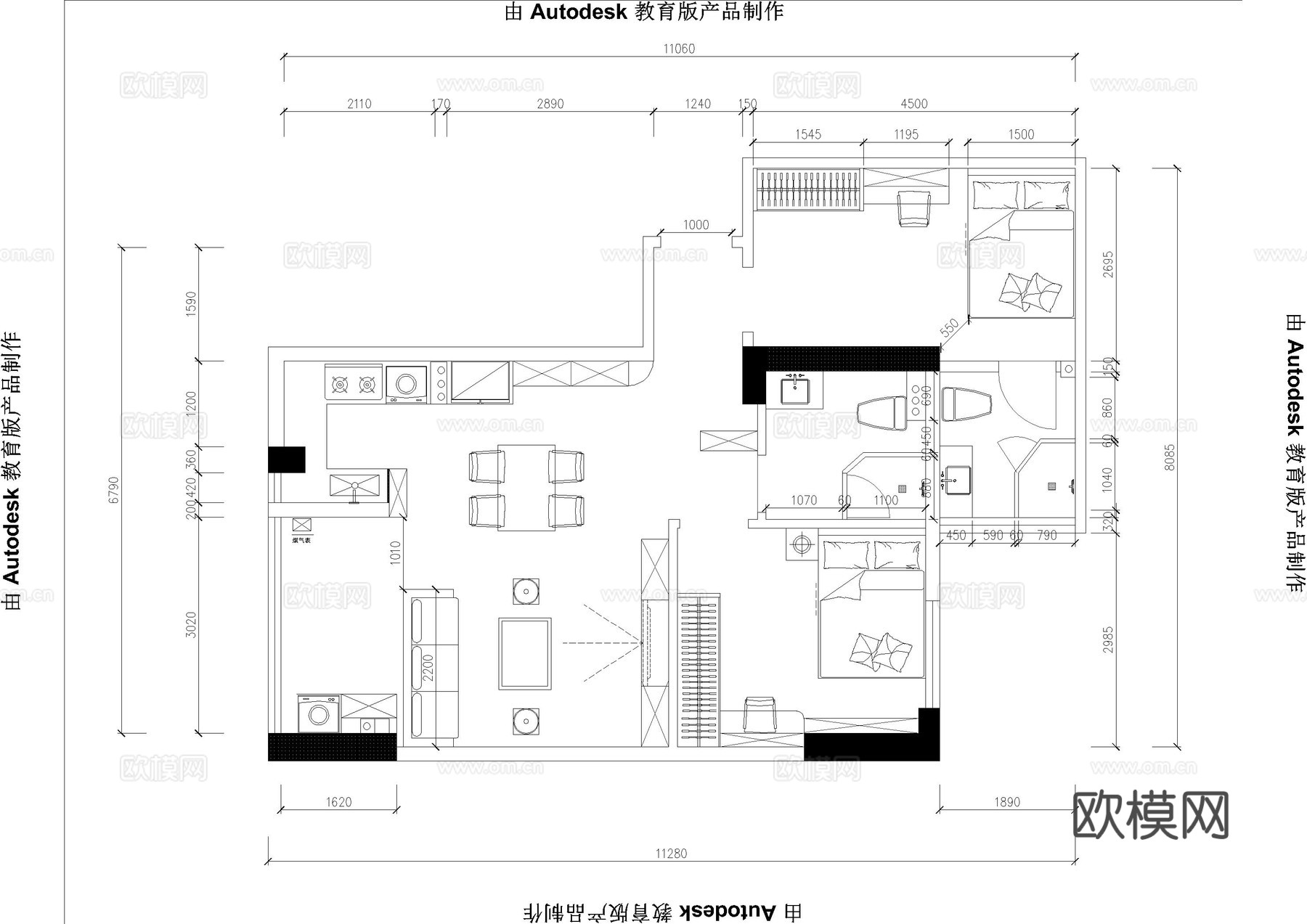 家装电气图cad施工图