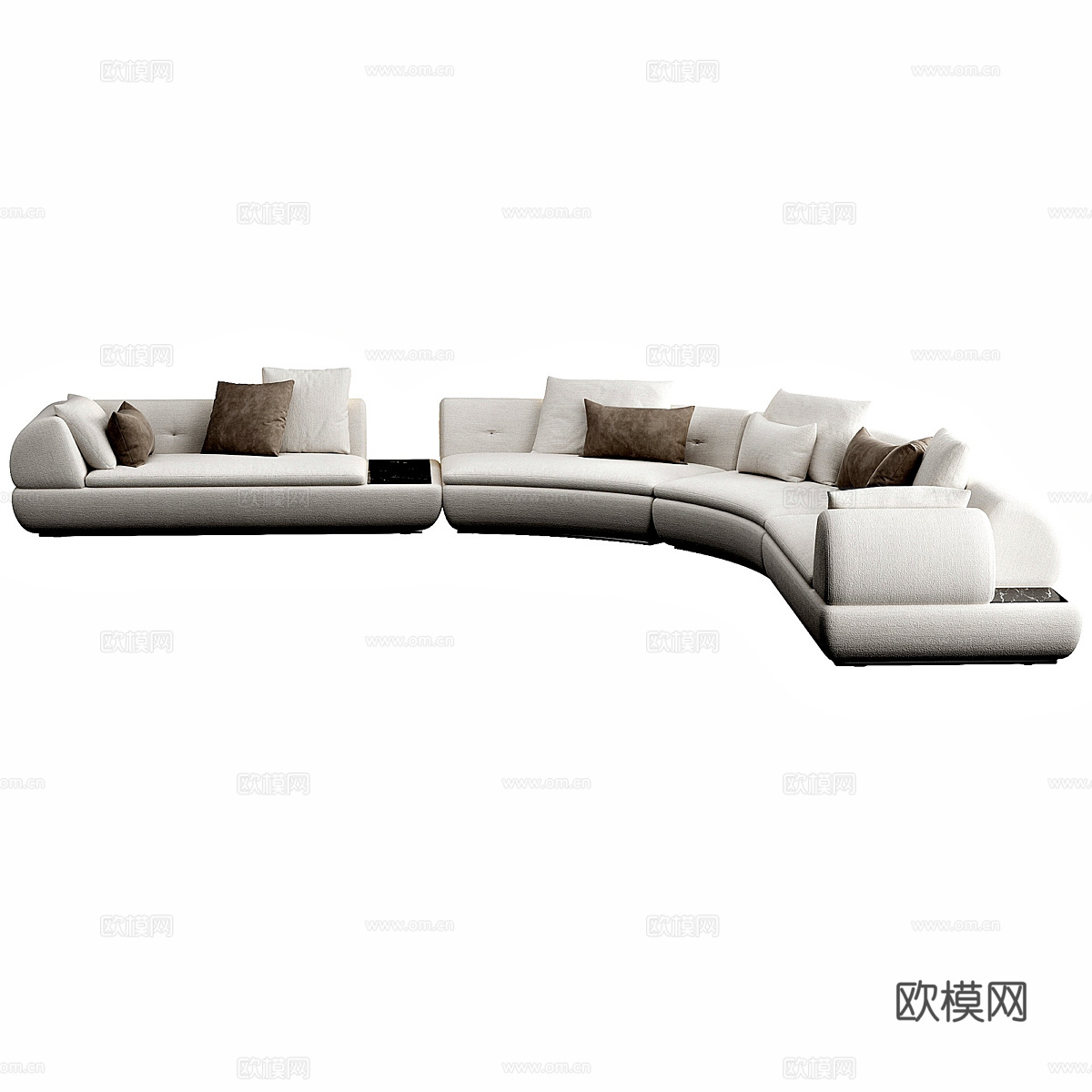 现代意式 Minotti 弧形组合沙发3d模型