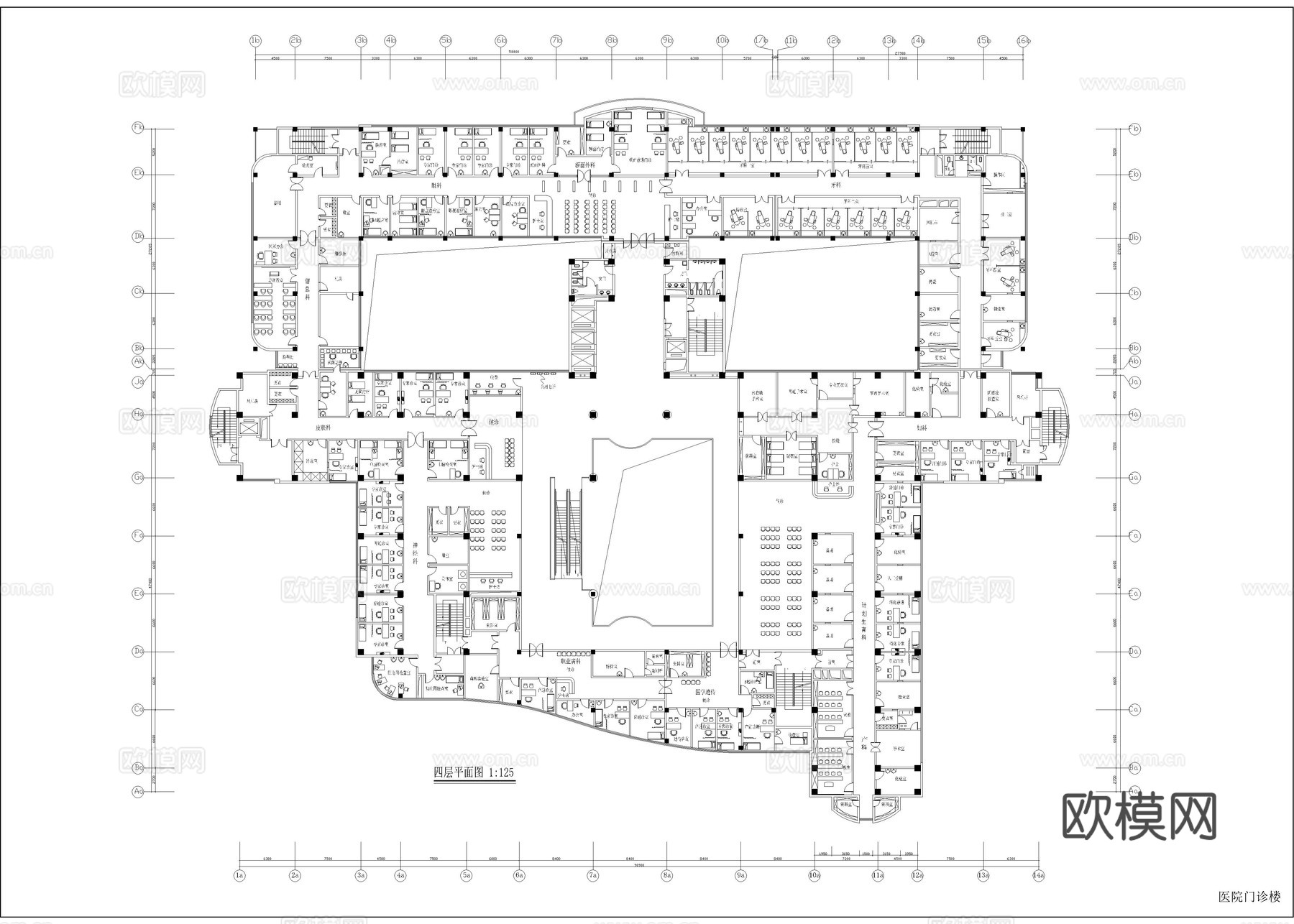 大型医院门诊楼 平面方案cad施工图