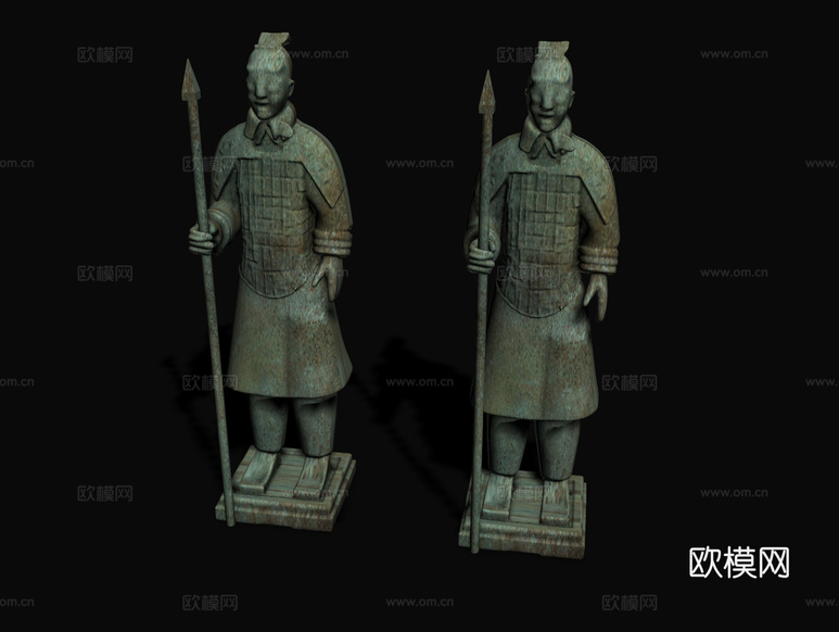 兵马俑,秦朝陶器,古董文物,雕塑组合,雕像,陪葬品,人像,摆su模型下载(渲染图2)