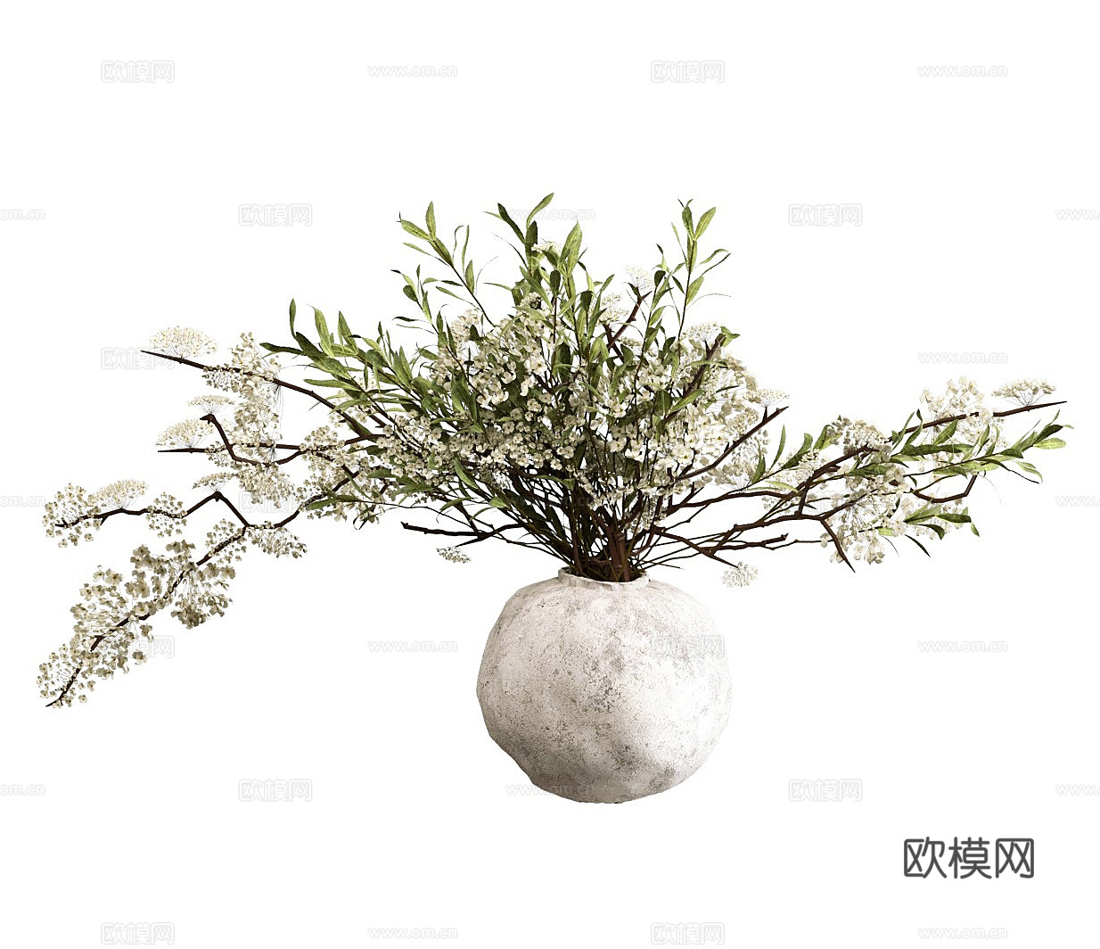 绿植摆件 干花 石材花瓶 陶瓷花瓶 室内绿植 户外绿植 装饰3d模型