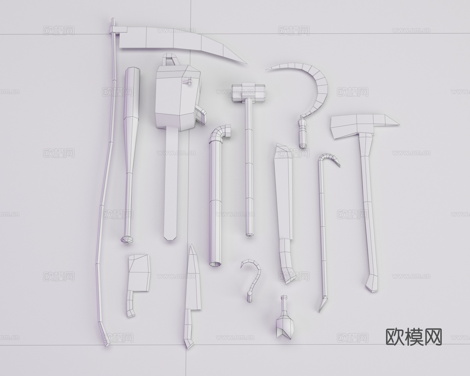 现代工具 五金 锤子 斧头 镰刀 电锯 菜刀 小刀 玻璃瓶3d模型