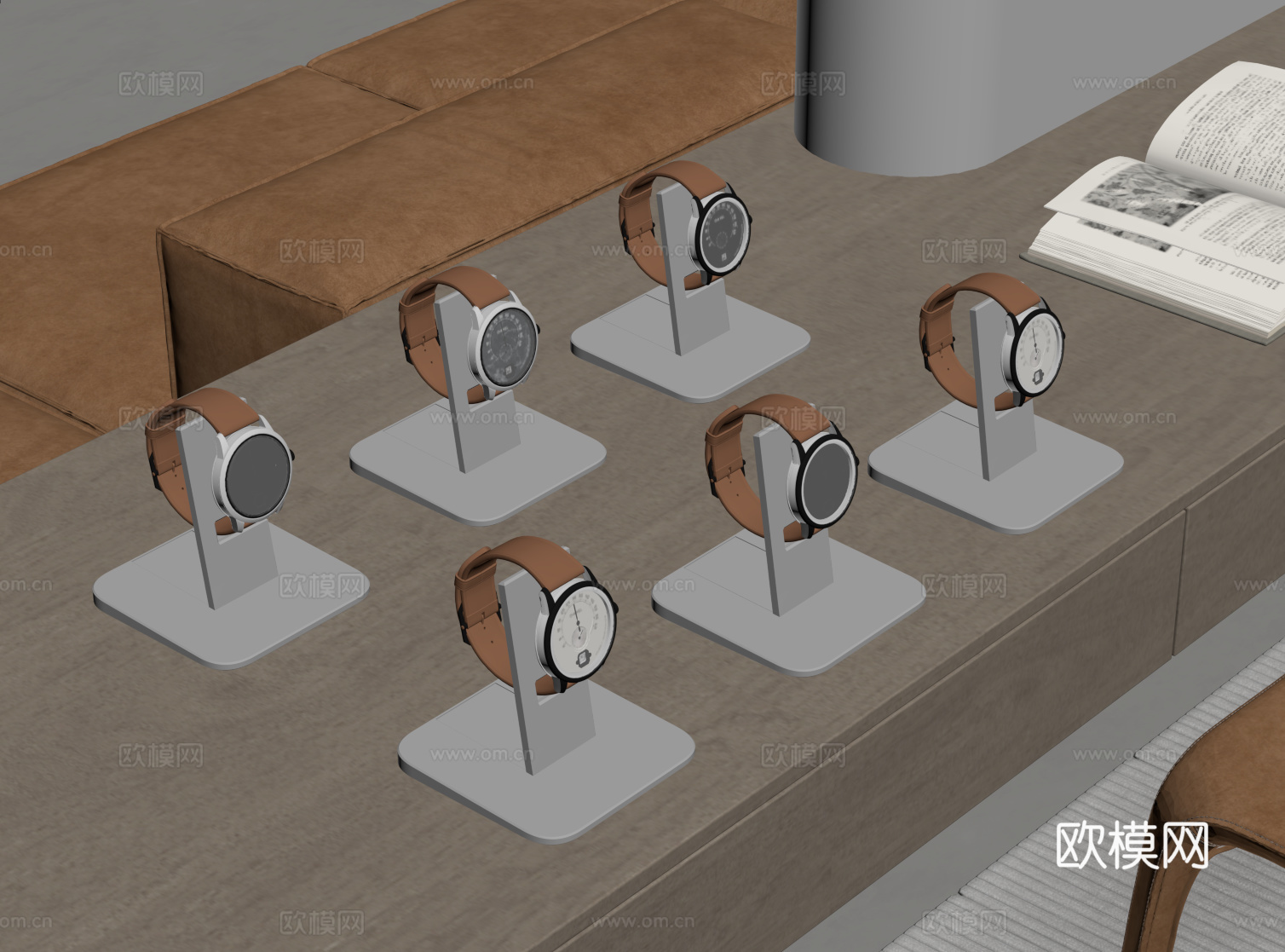 现代手表 手表展示 手表支架 智能手表su模型下载（渲染图2）