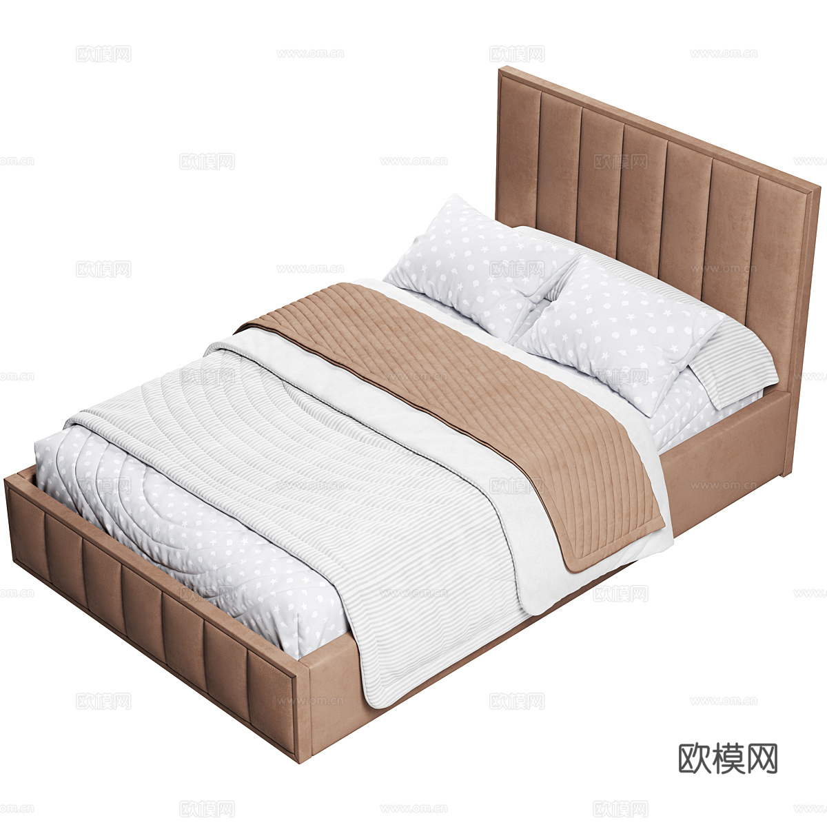 现代儿童布艺床3d模型下载（渲染图4）