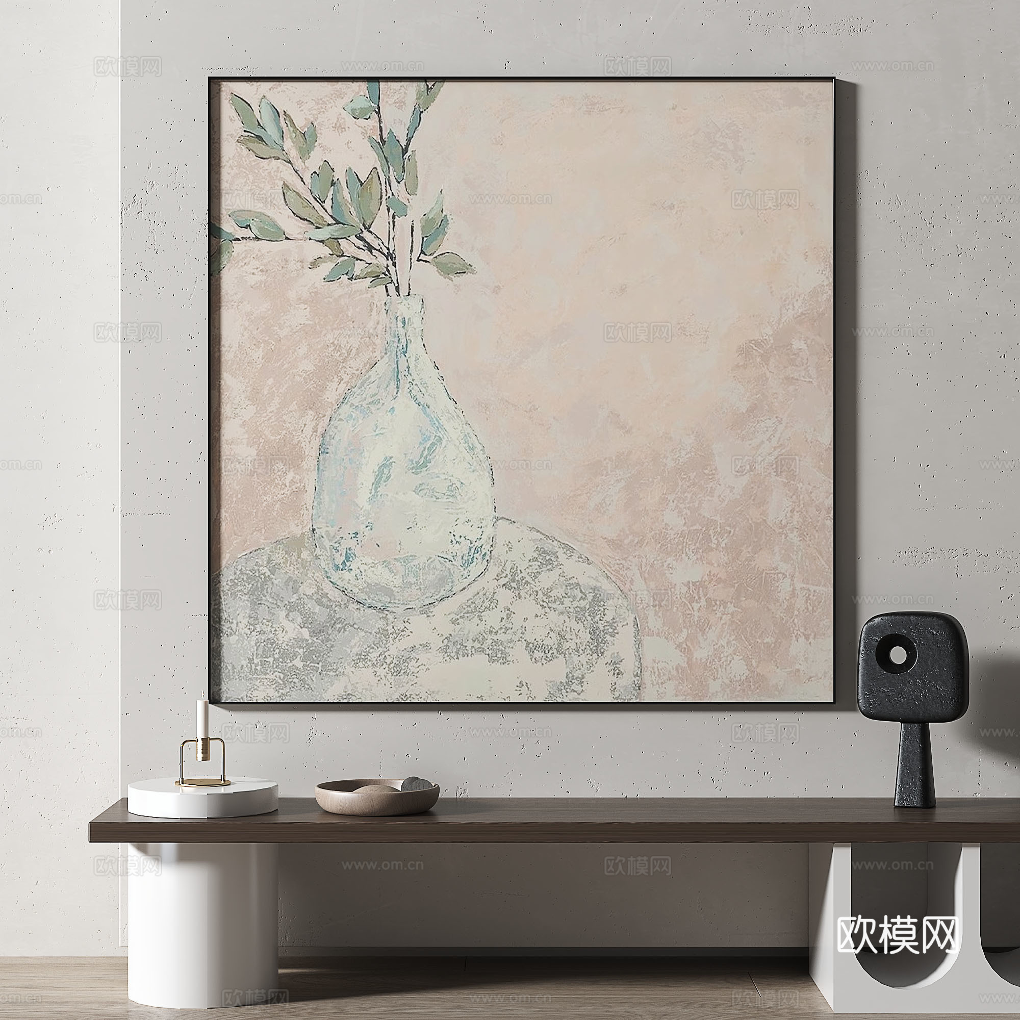 现代，复古，中古，装饰画3d模型