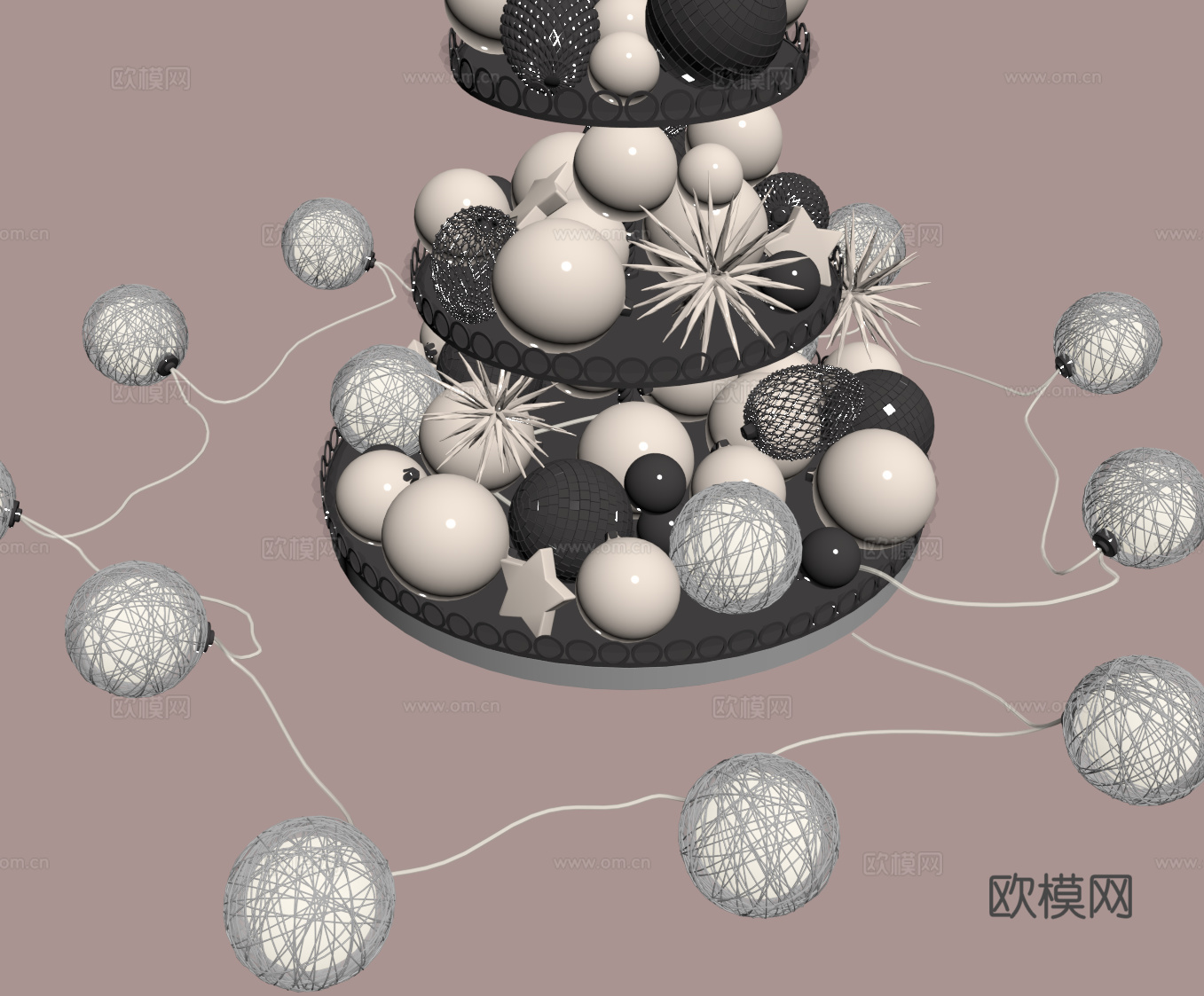 藤编装饰灯 星星灯su模型下载（渲染图2）