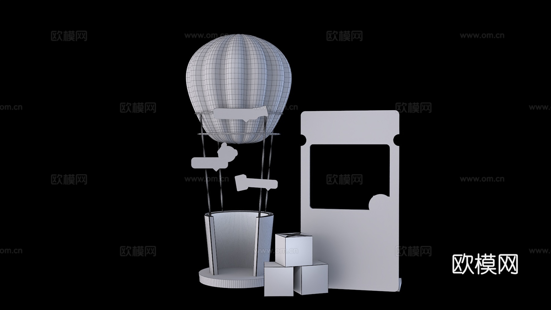 热气球拍照打卡装置3d模型