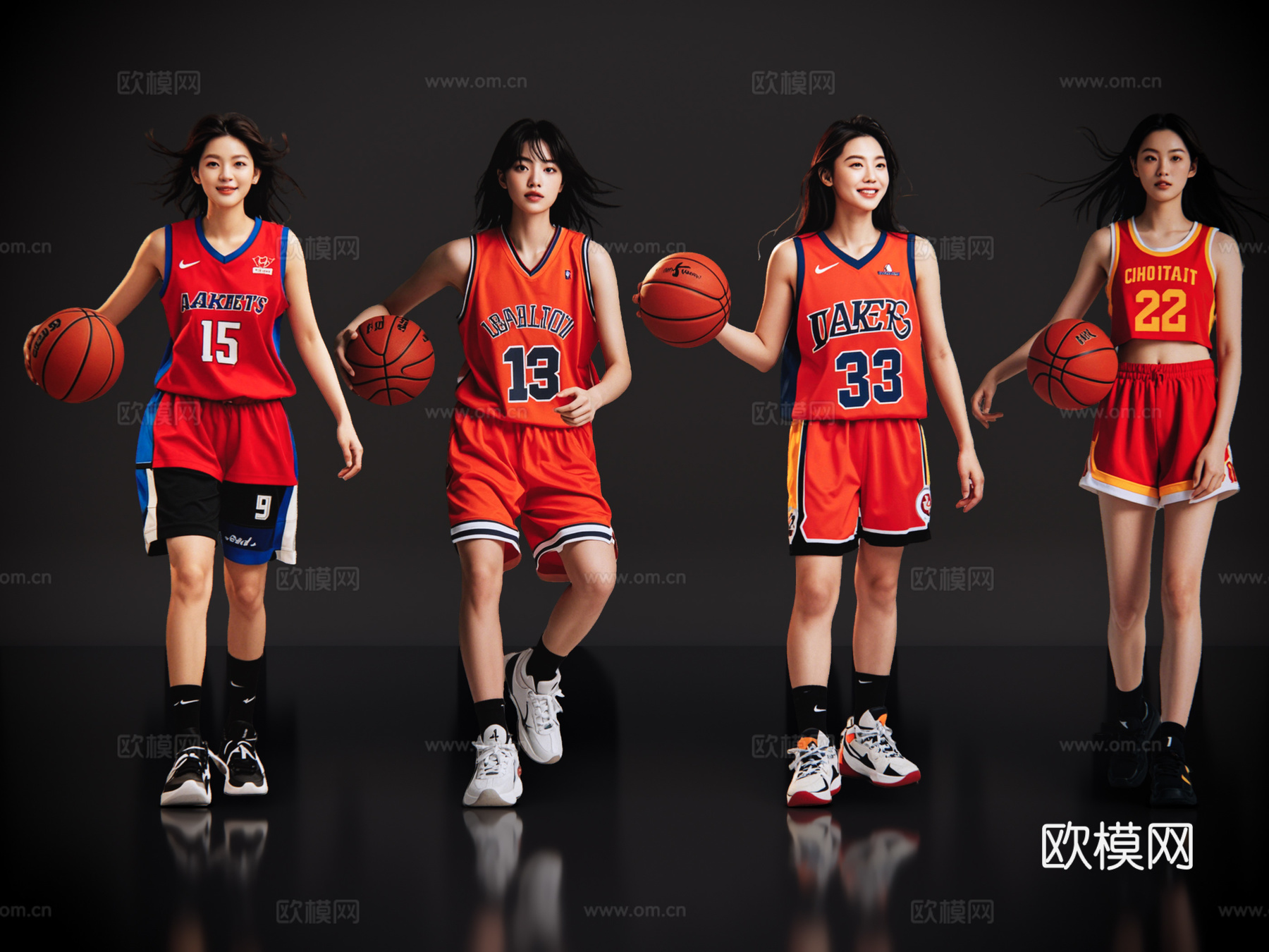 2D现代运动人 篮球人物 篮球运动 篮球美女 运动人物su模型