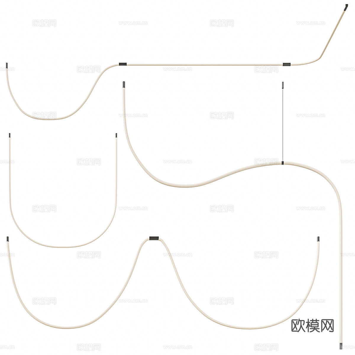 现代意式极简线性吊灯3d模型