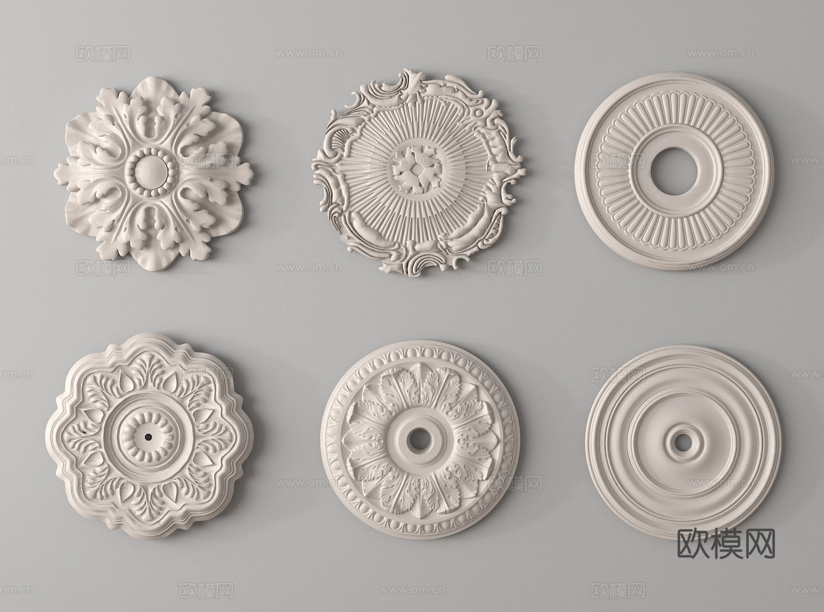雕花 雕花灯盘 石膏灯盘3d模型