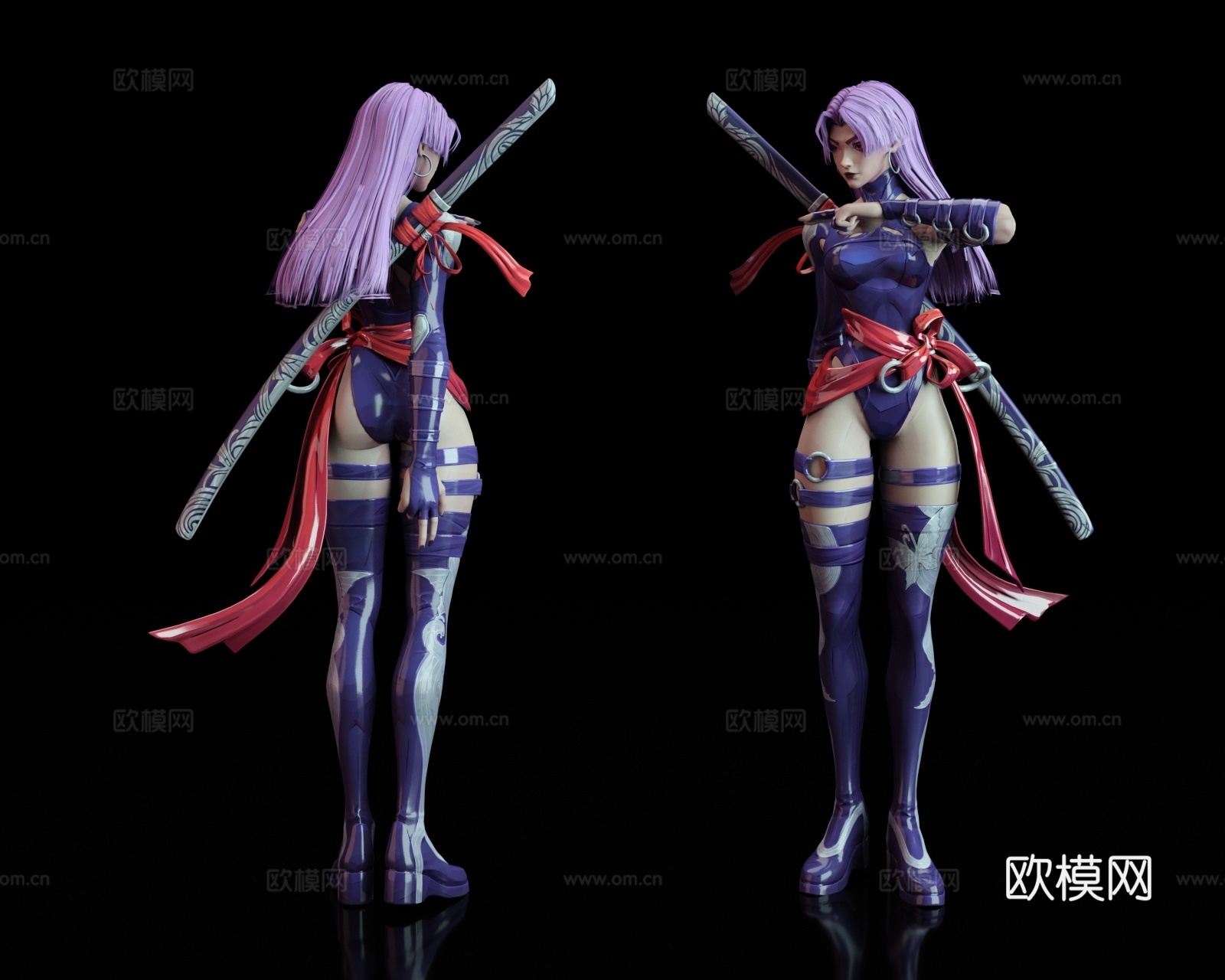 现代虚拟人物 Psylocke 漫威 女英雄 女忍者 女剑士3d模型