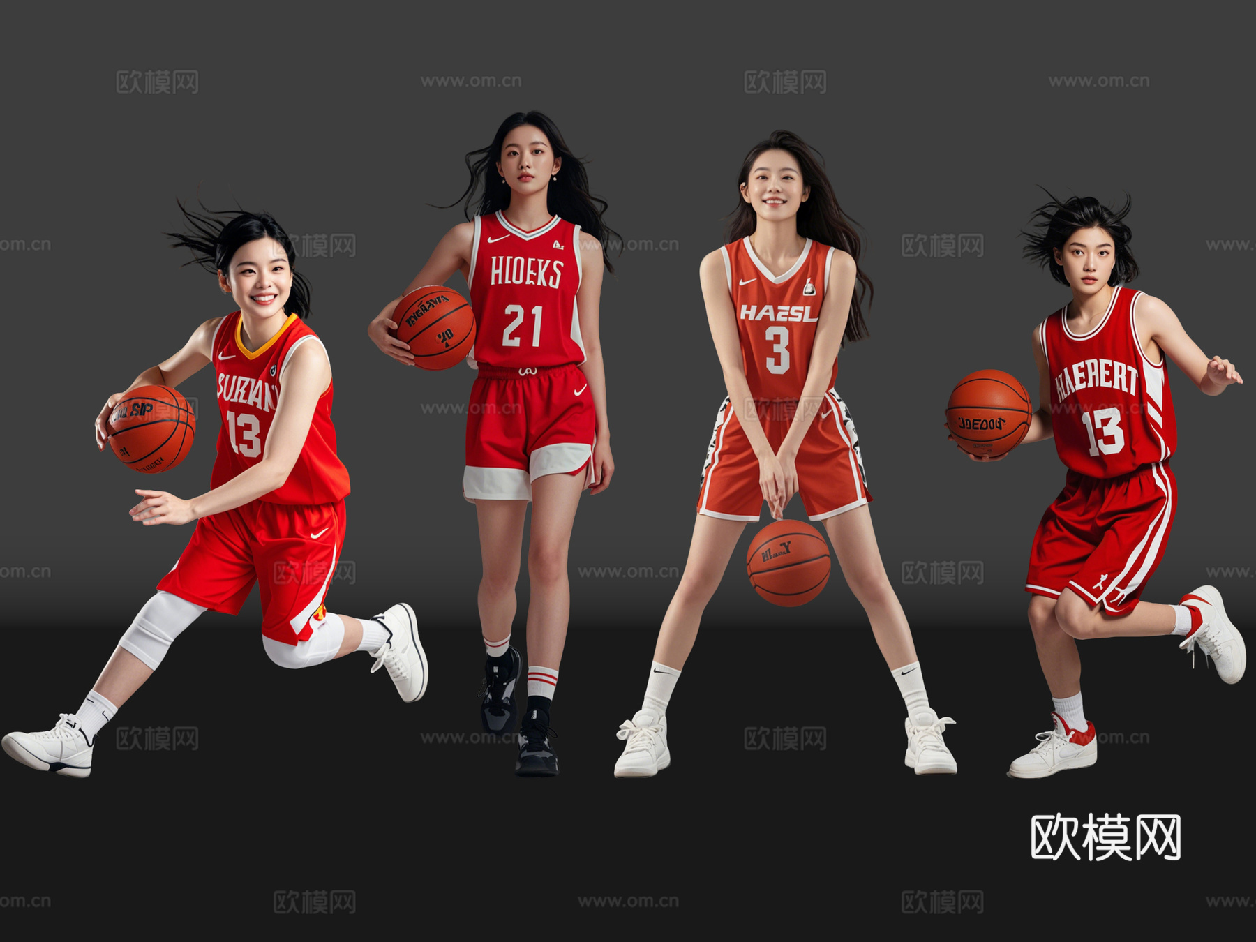 2D现代运动人 篮球人物 篮球运动 篮球美女 运动人物su模型