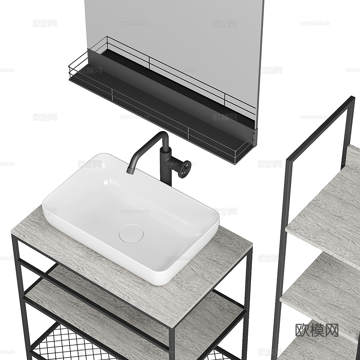 现代意式极简浴室柜3d模型