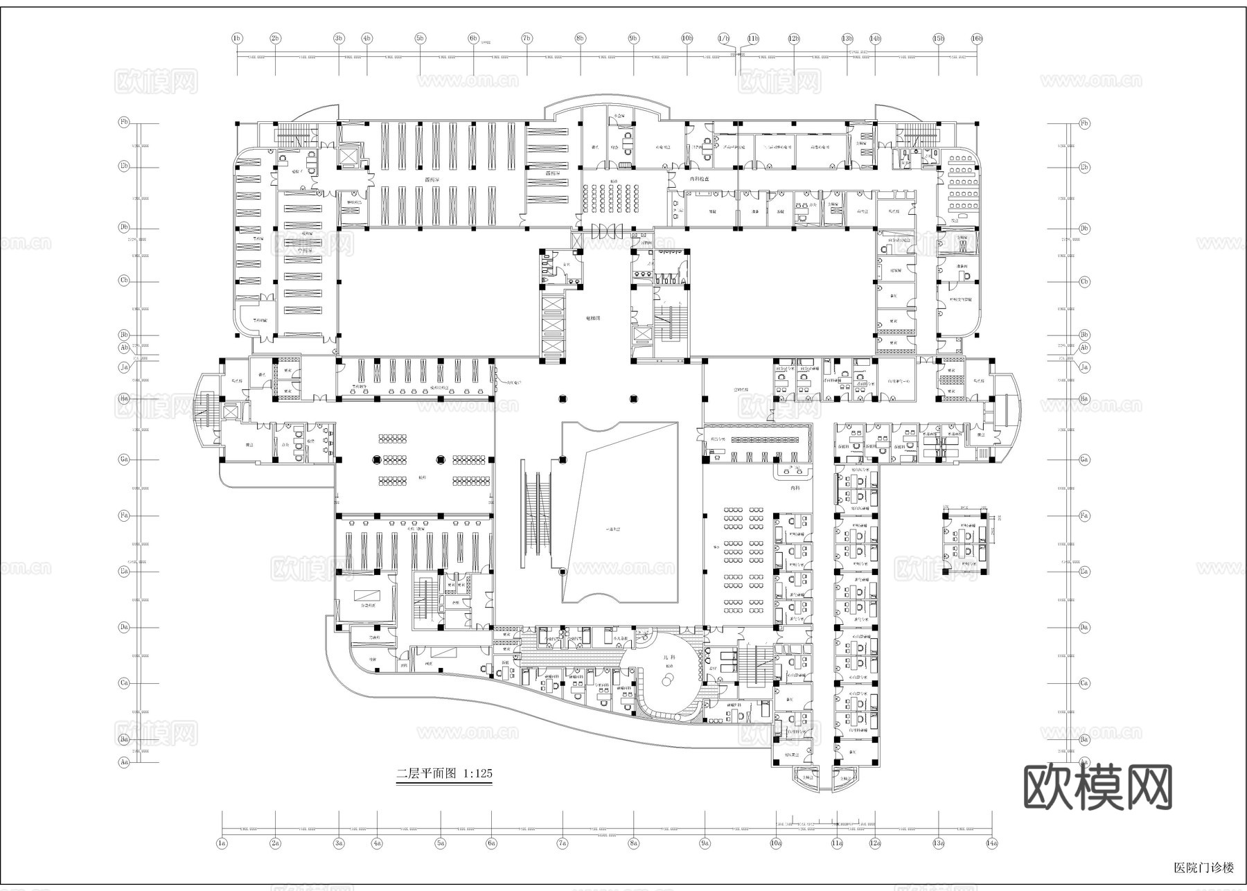 大型医院门诊楼 平面方案cad施工图