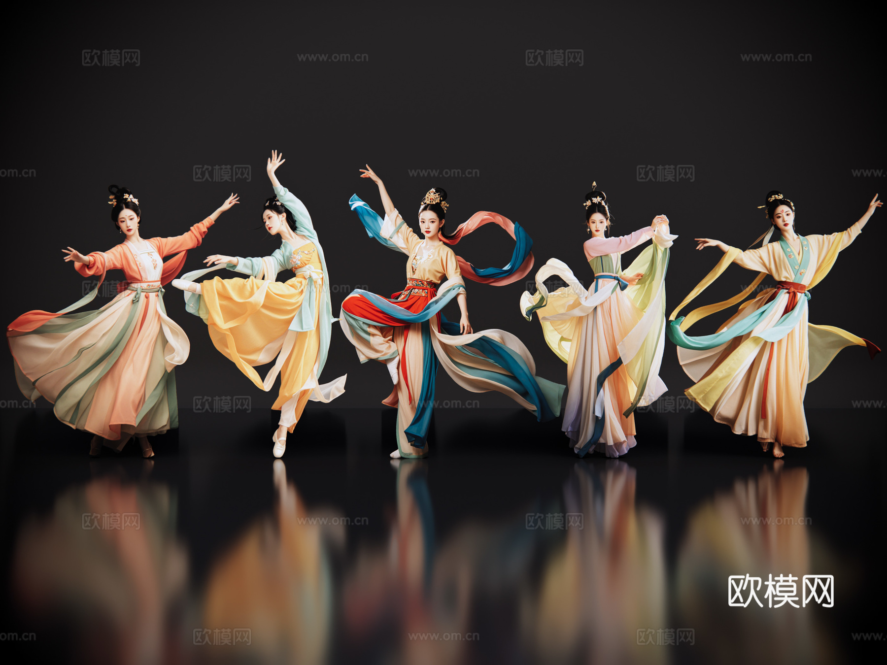 2D古风舞蹈美女 古装美女 古典美人 古风美女 盛装舞蹈su模型