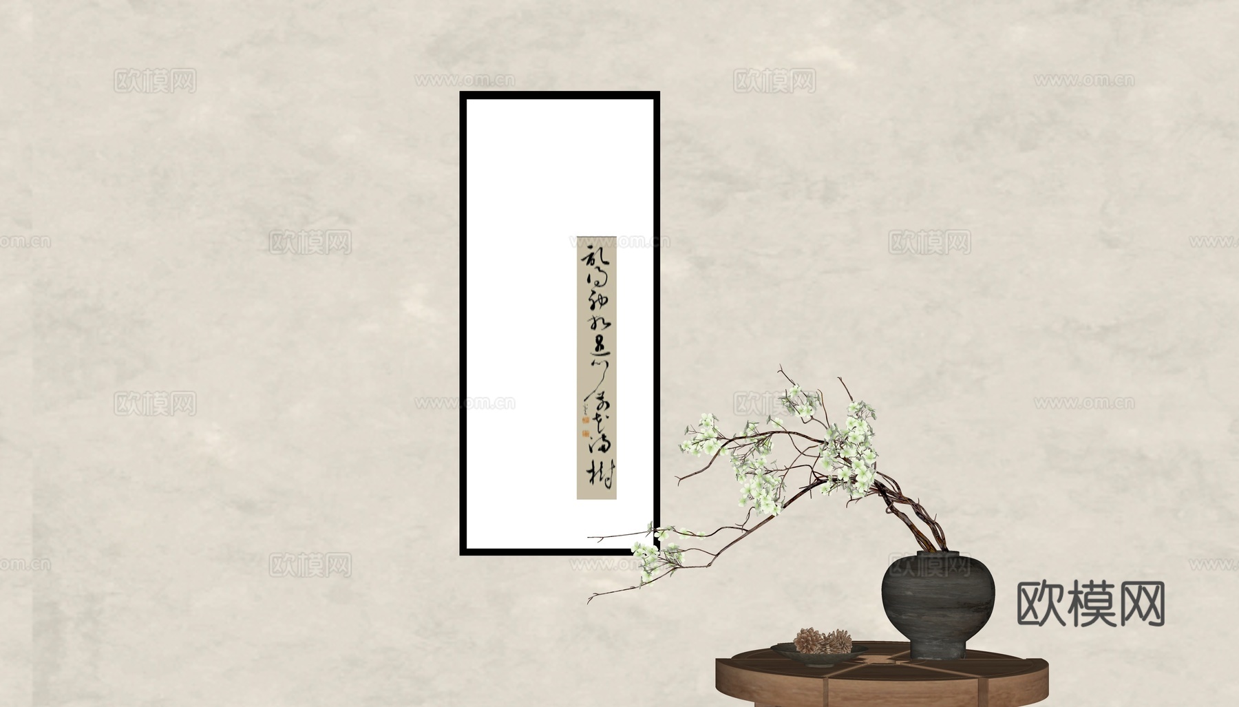 新中式挂画su模型