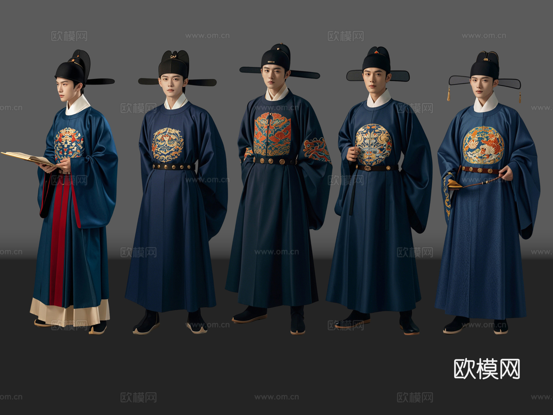 2D古装人物 明朝官服 明代士大夫 明朝士子 古代官服su模型