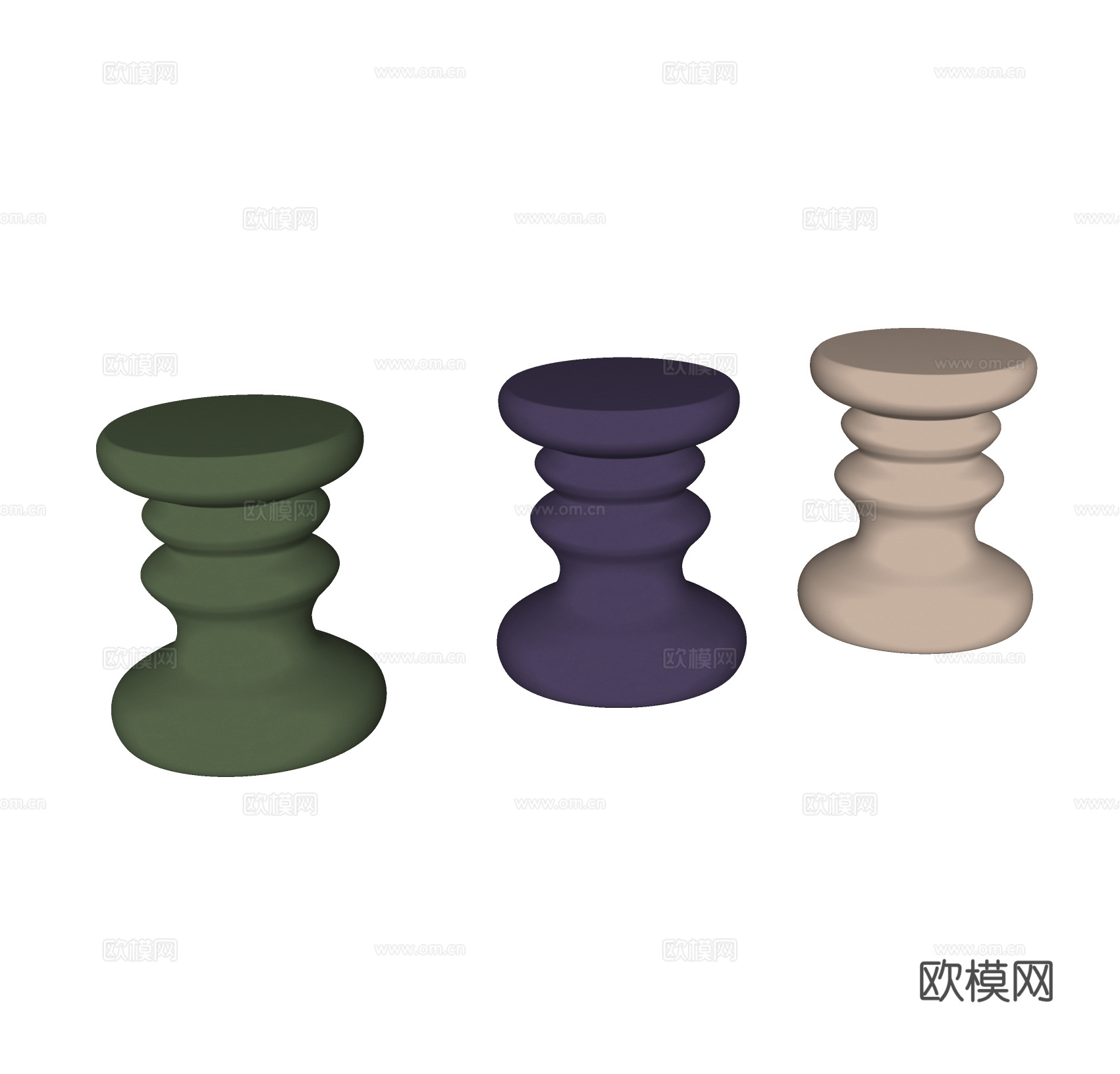 现代矮凳 圆凳 沙发凳su模型
