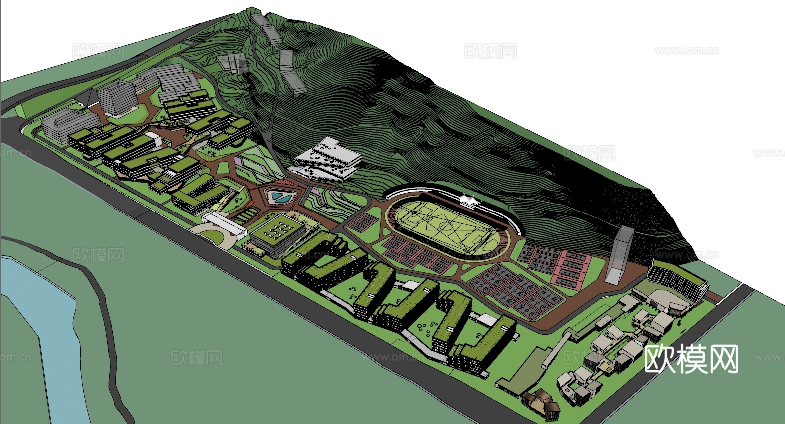 遵义医学院新校区建筑 规划 山地su模型
