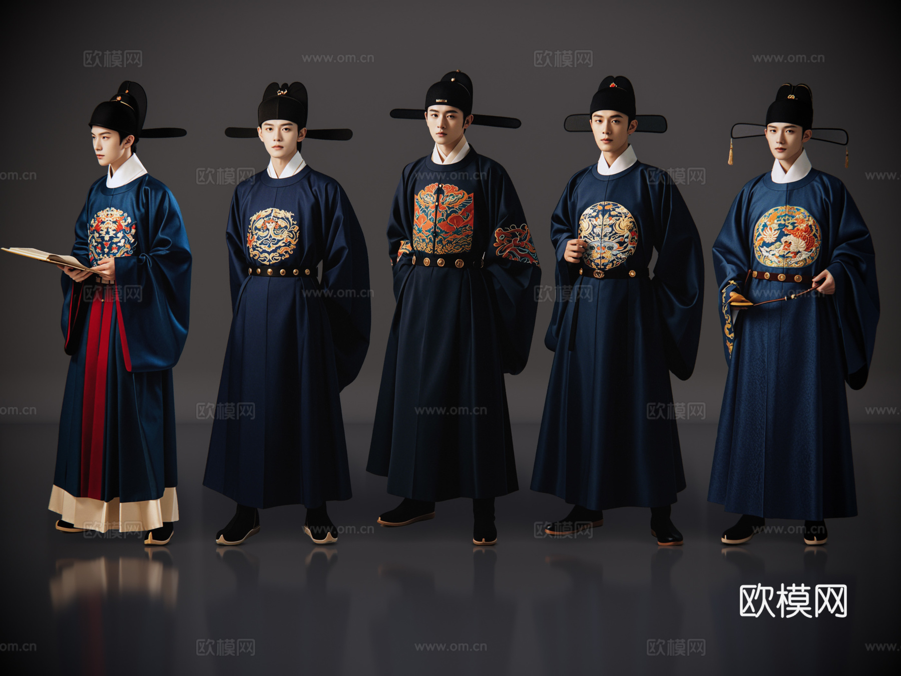 2D古装人物 明朝官服 明代士大夫 明朝士子 古代官服su模型