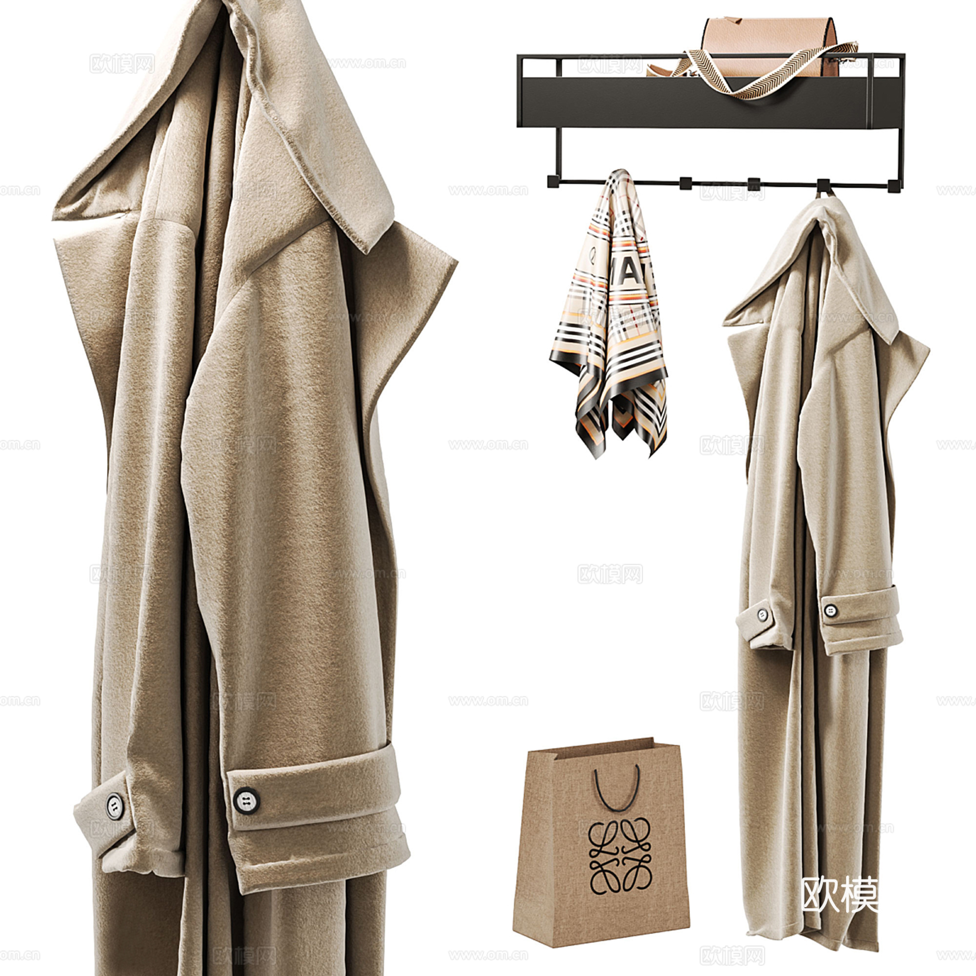 现代服饰鞋帽 衣帽架su模型
